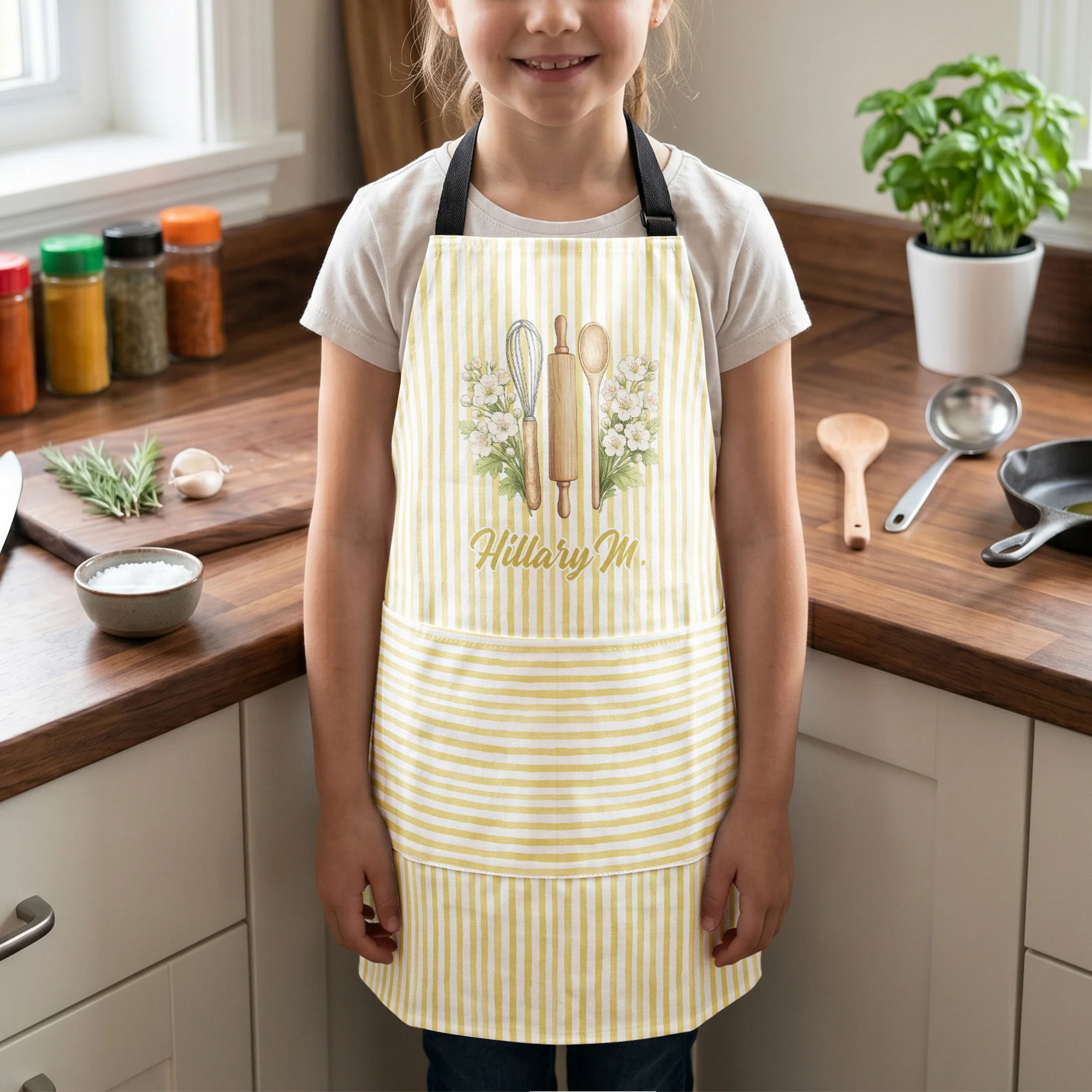 Custom Birth Month Flower With Name Gift For Her, Grandma, Mom - Personalized Apron - Image 6