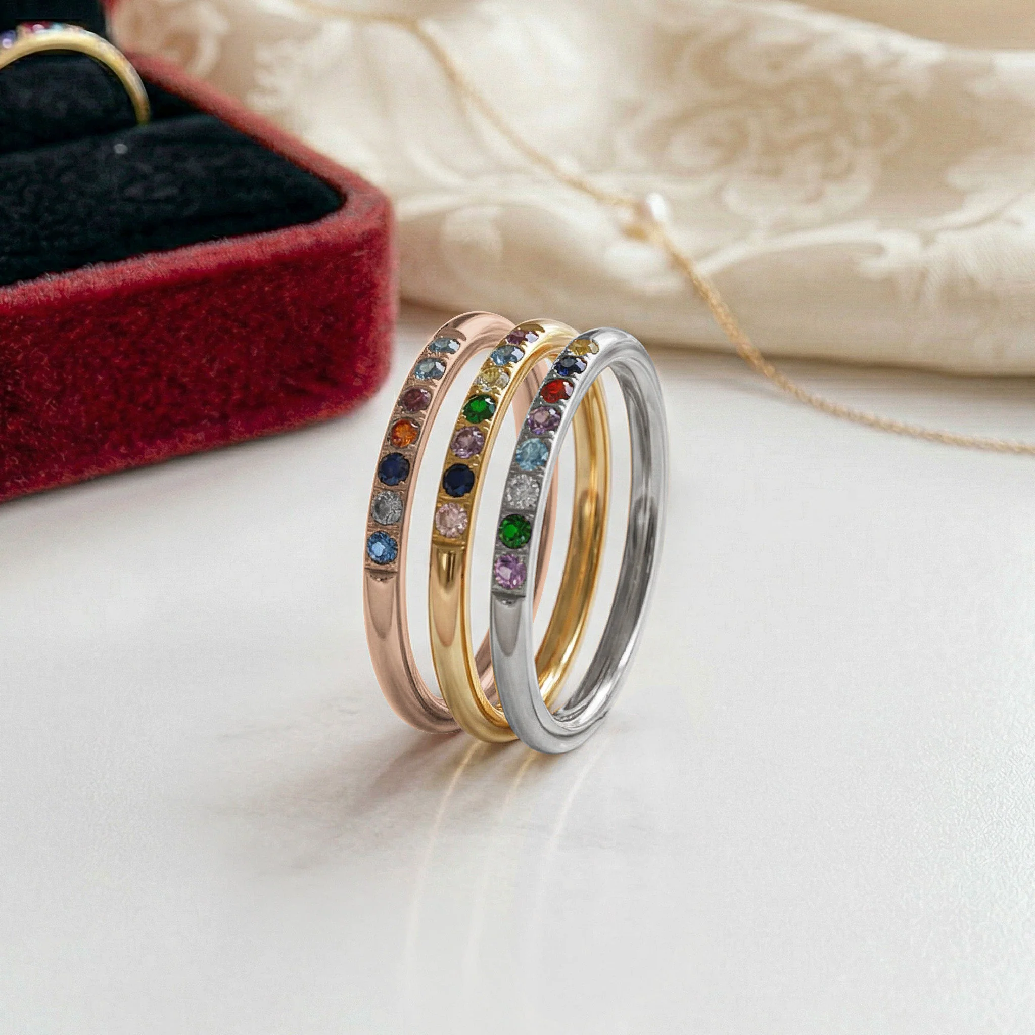 Custom Birthstone Gift For Friends, Sisters Thank You Gift - Personalized Ring - Image 3