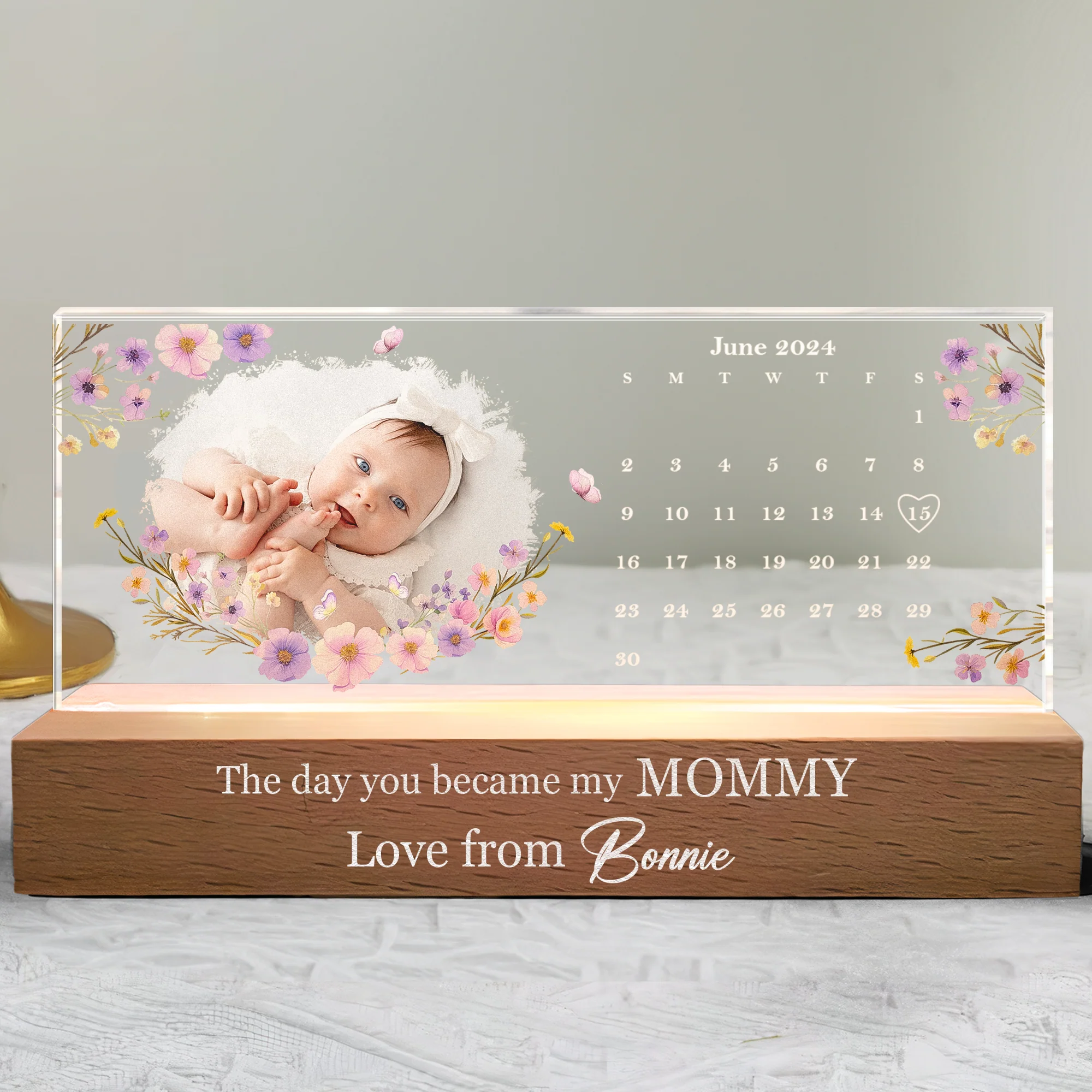 Custom Calendar The Day You Became My Parents - Personalized Photo LED Night Light - Image 4