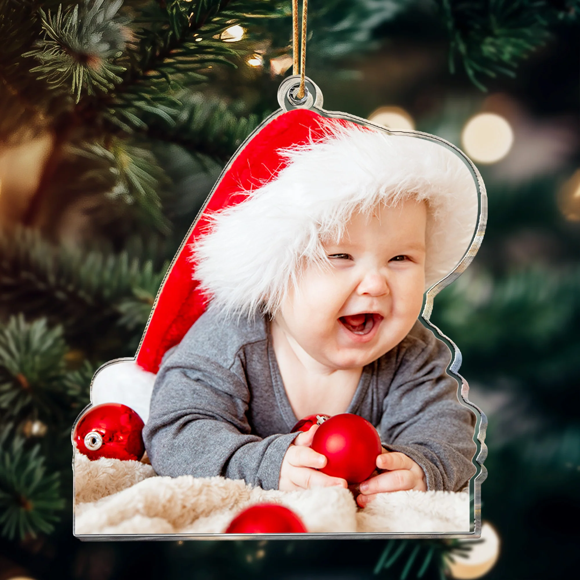 Custom Christmas Baby - Newborn Gift, 1st Xmas - Personalized Acrylic Photo Ornament - Image 5