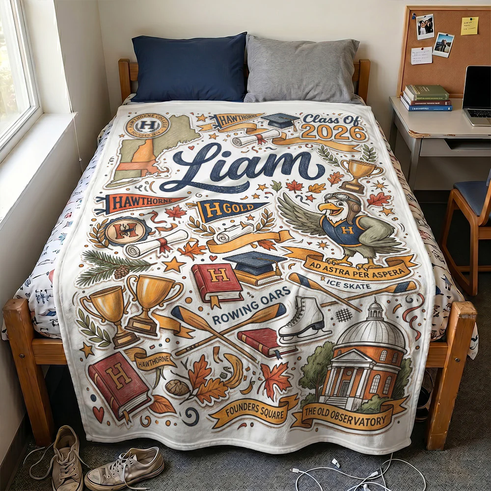 Custom College University Gift For Graduation - Personalized Blanket