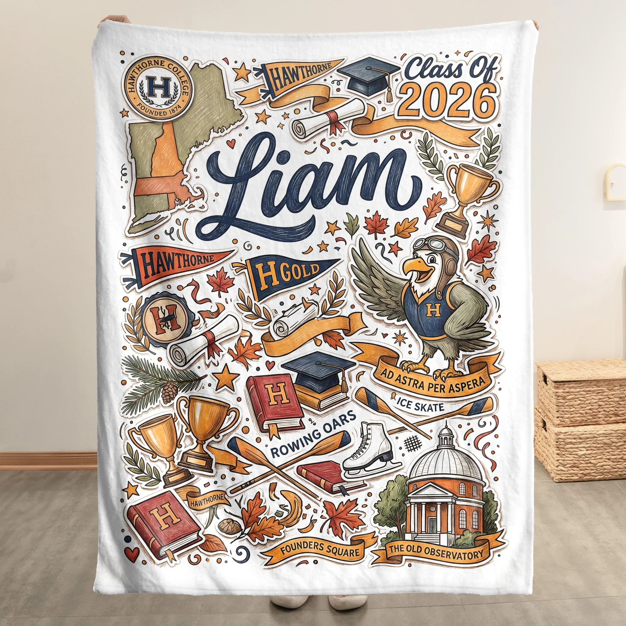 Custom College University Gift For Graduation - Personalized Blanket - Image 4