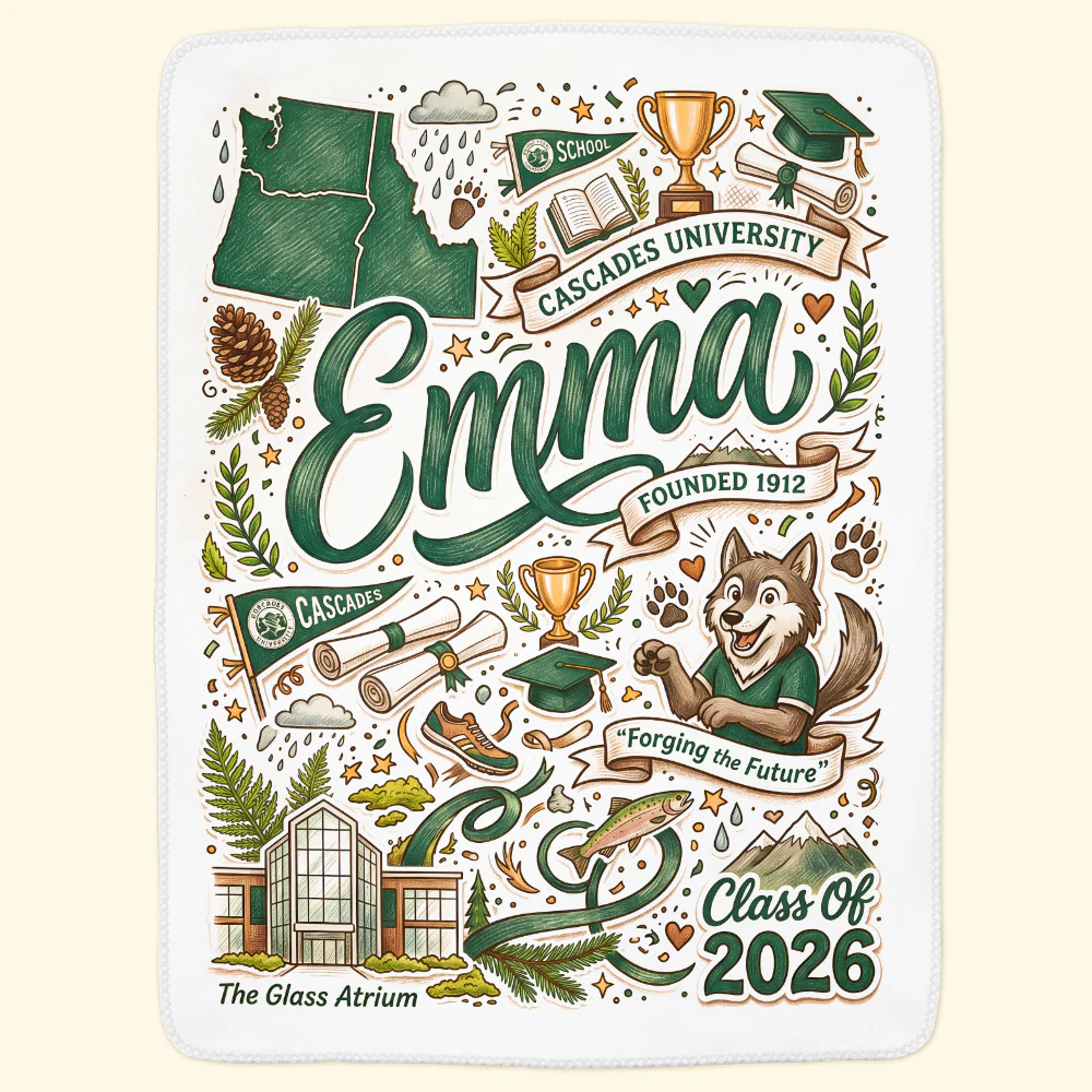 Custom College University Gift For Graduation - Personalized Blanket - Image 5