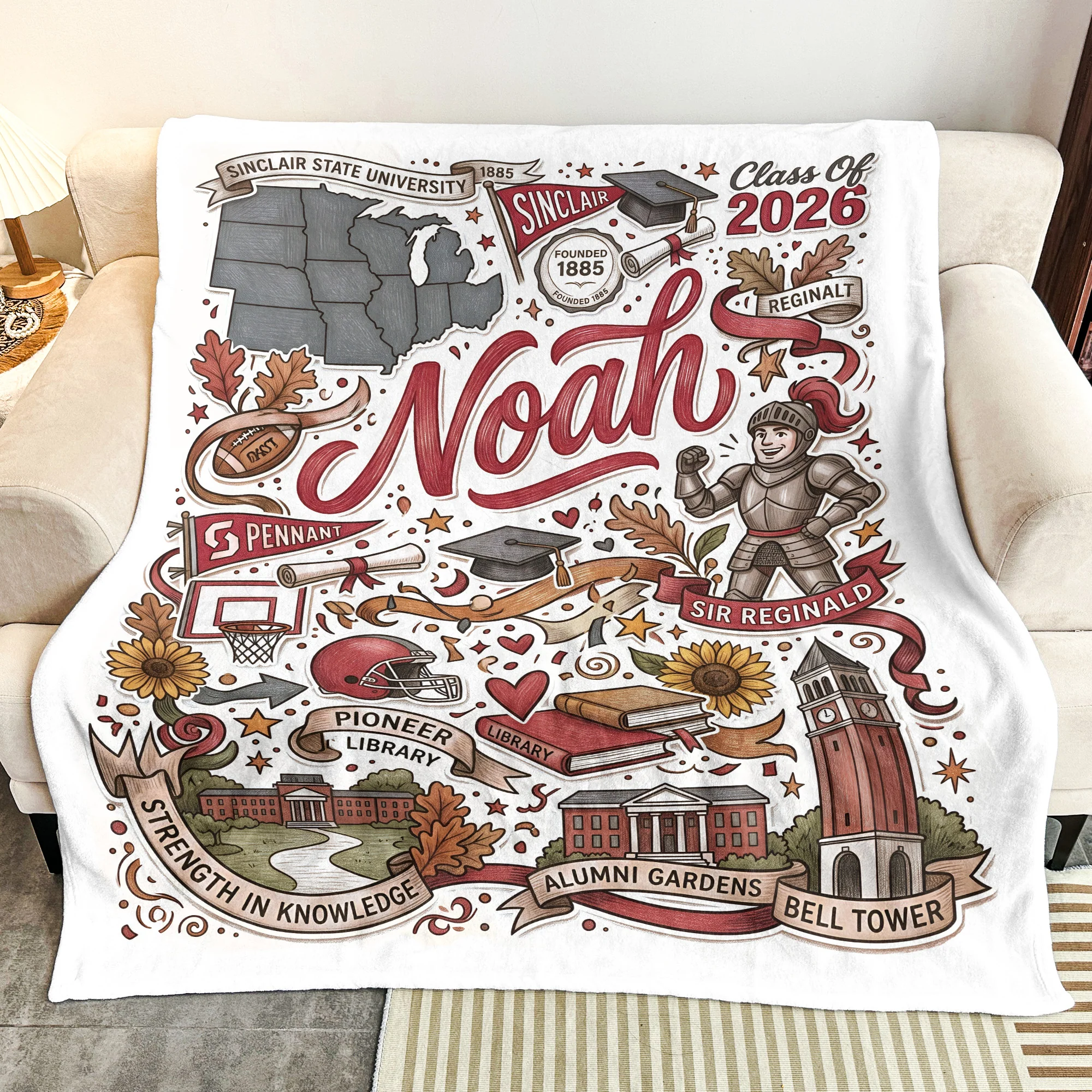 Custom College University Gift For Graduation - Personalized Blanket - Image 6