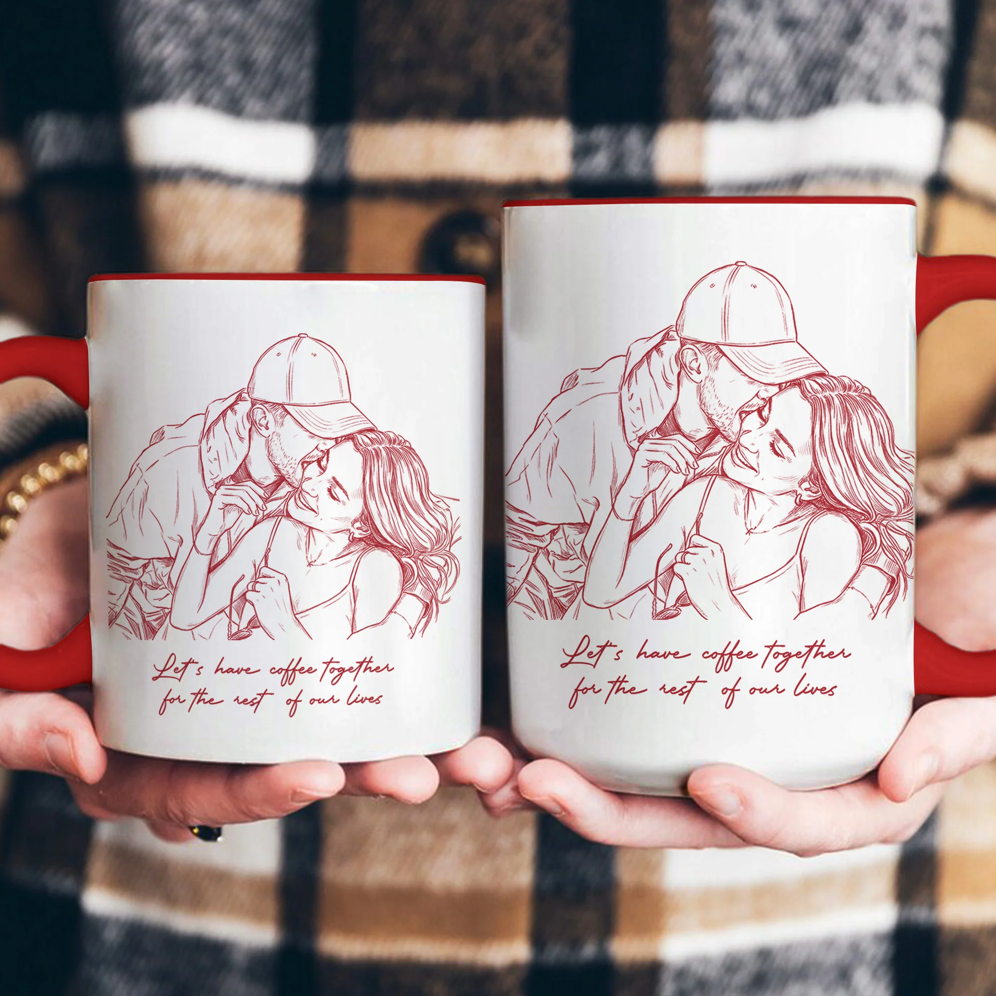 Custom Couple Photo Portrait How Lucky Are We Gift For Him, Her - Personalized Photo Accent Mug - Image 6