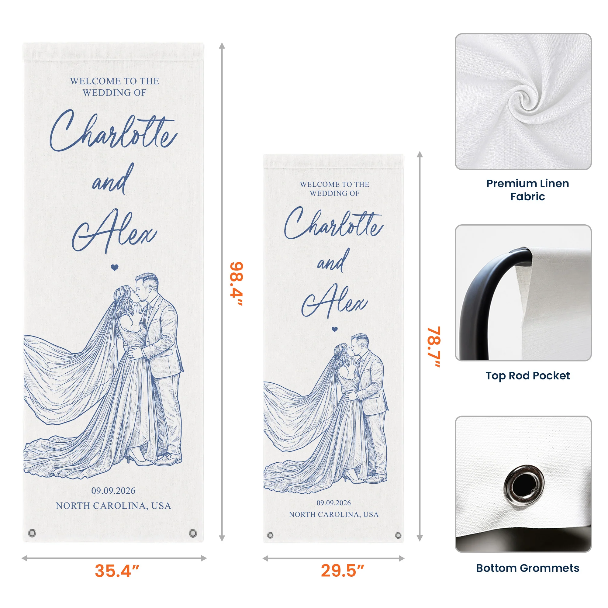 Custom Couple Photo Sketch Line Art Style Wedding Sign - Personalized Welcome Sign - Image 7