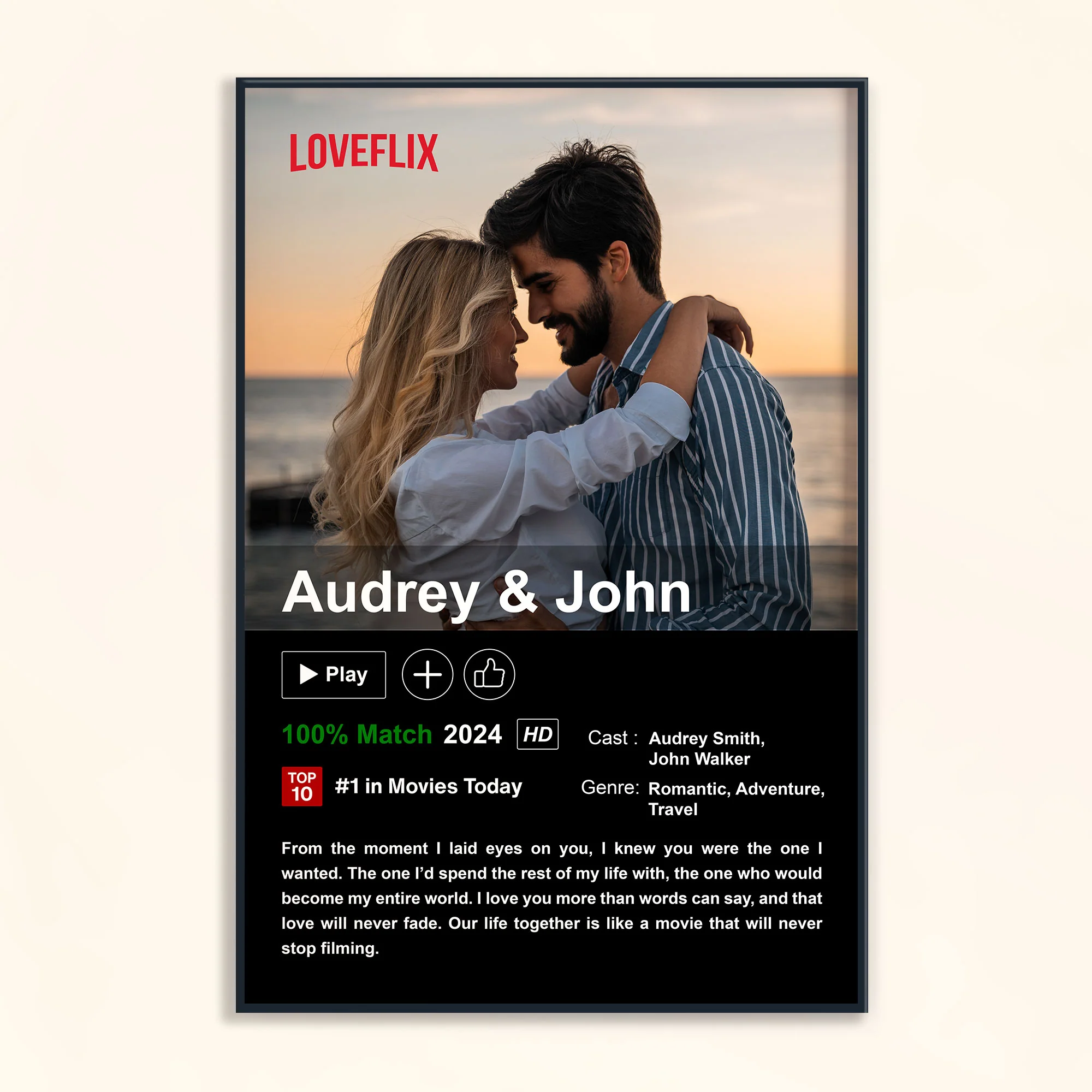 Custom Couples Loveflix Movie Poster - Personalized Photo Poster - Image 2