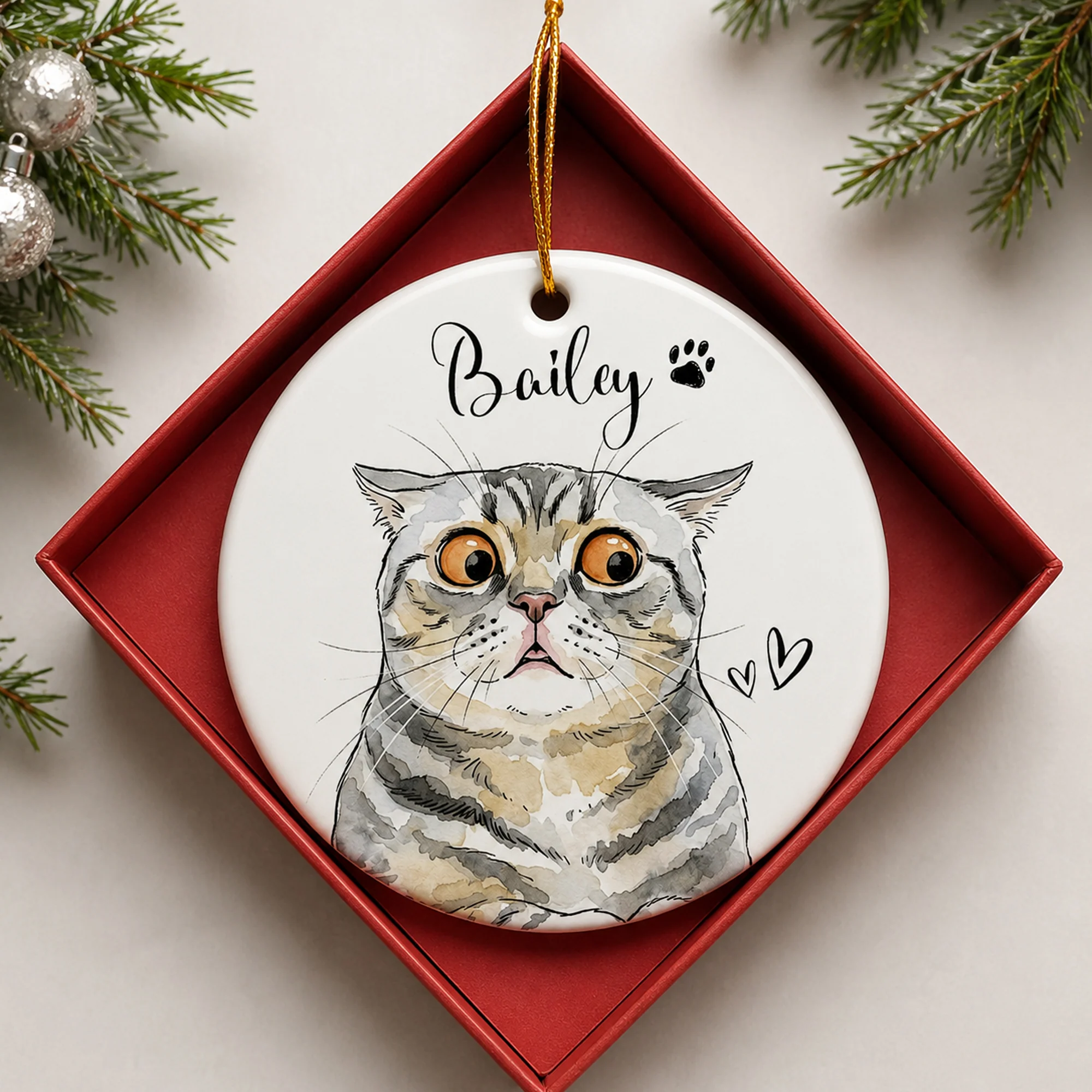 Custom Cute Pet Portrait Watercolor Art Gift For Pet Lovers, Pet Loss Gifts - Personalized Ornament - Image 6
