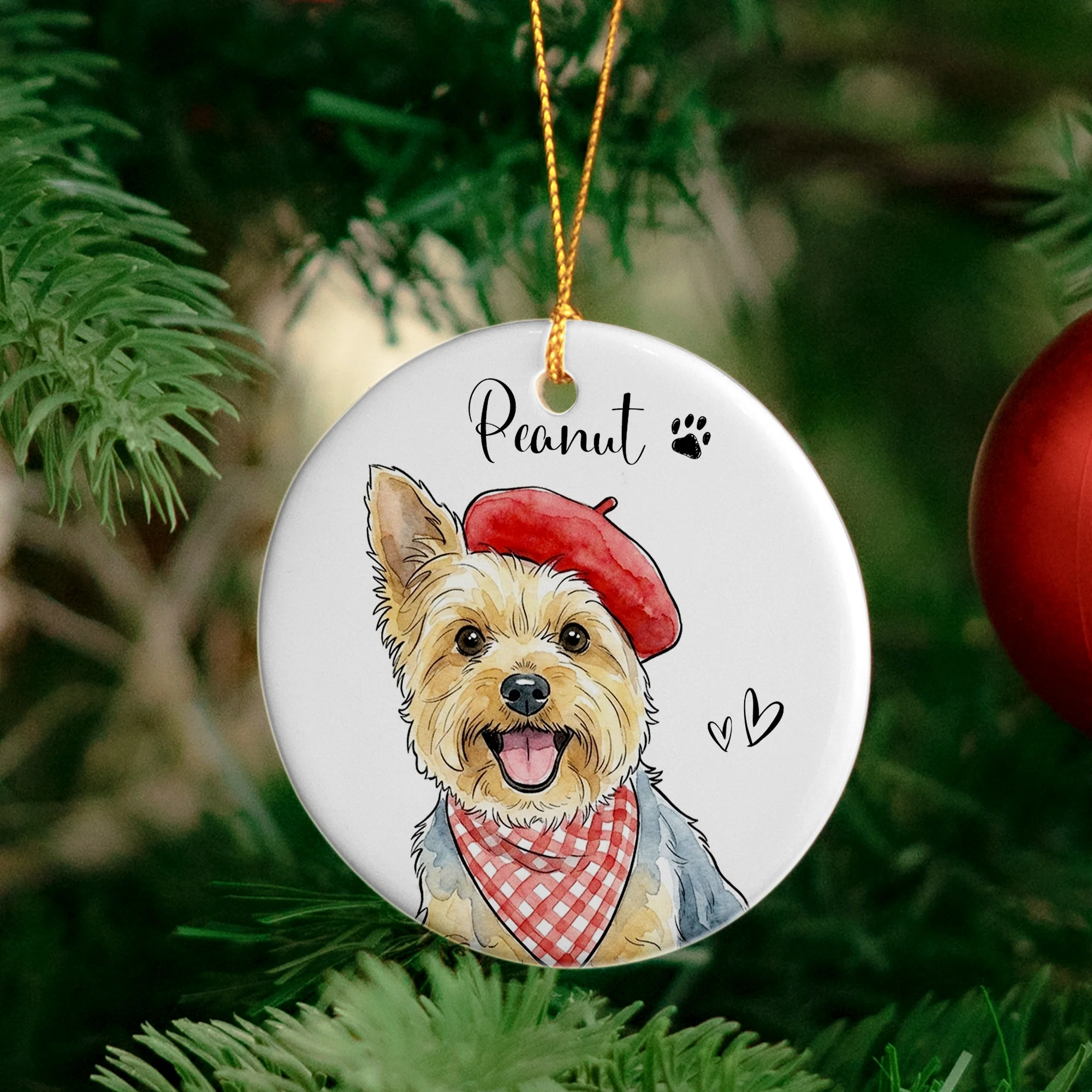 Custom Cute Pet Portrait Watercolor Art Gift For Pet Lovers, Pet Loss Gifts - Personalized Ornament - Image 7