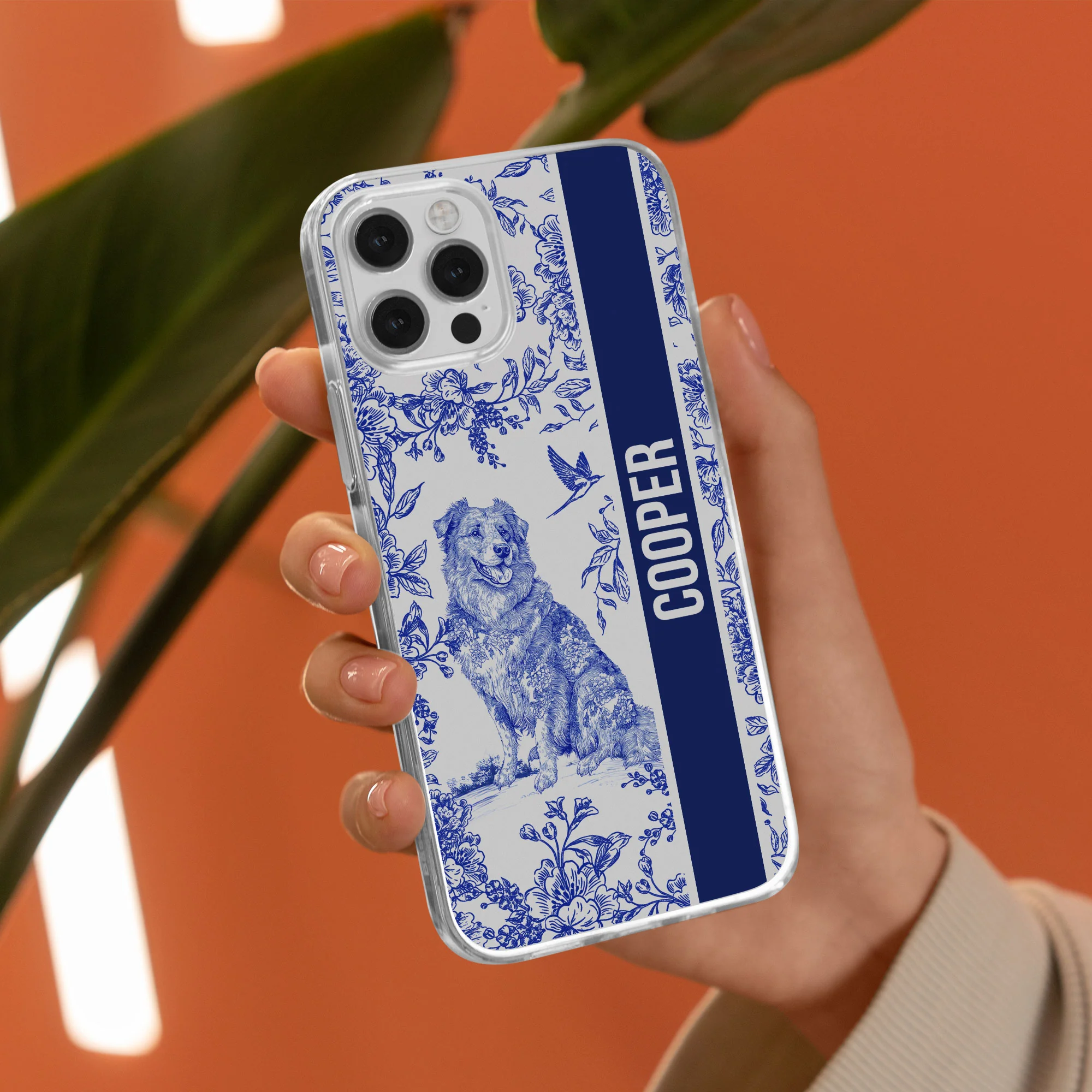 Custom Dog Breeds Toile De Jouy Chinoiserie Style - Personalized Clear Phone Case - Image 3