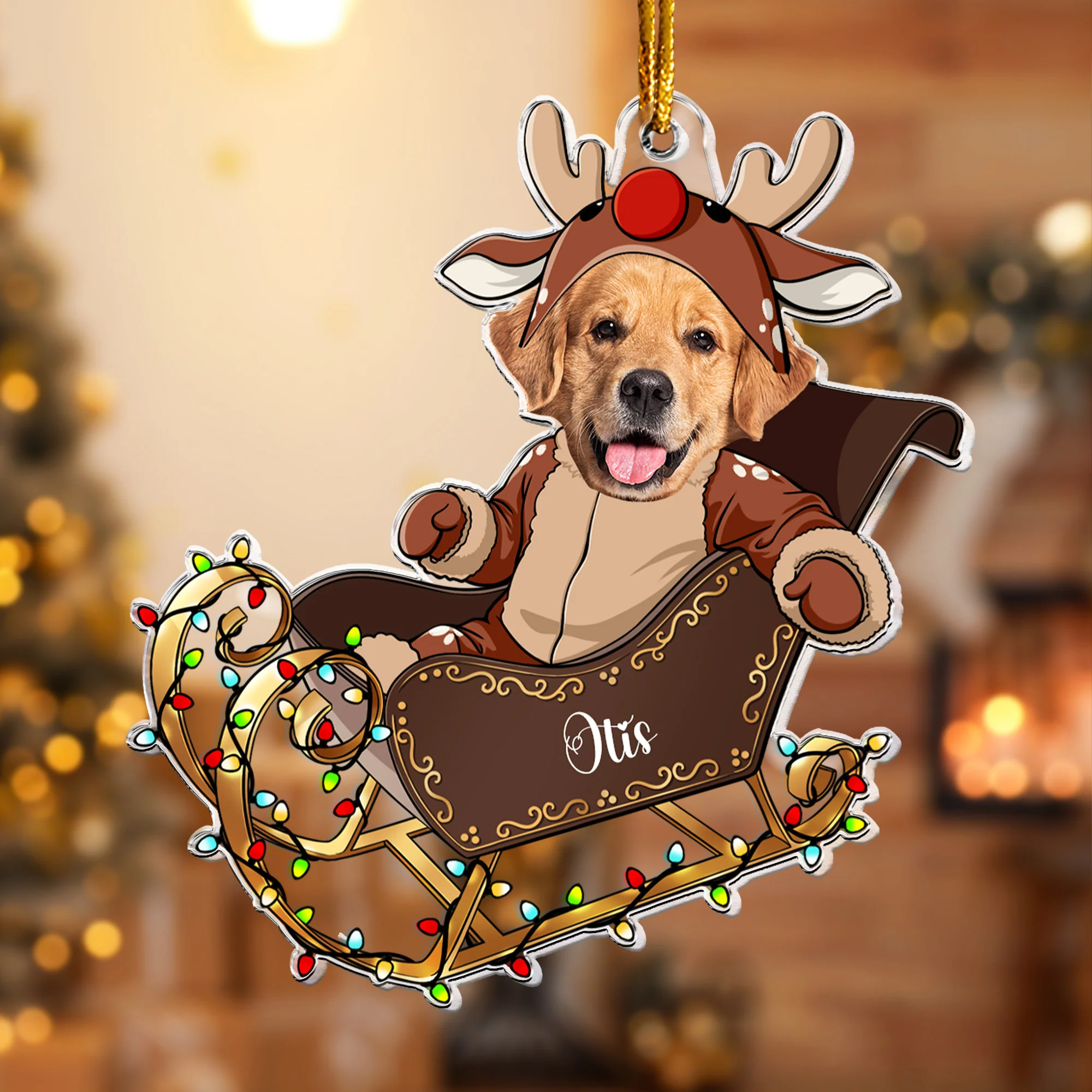 Custom Face Adorable Baby With Santa Sleigh - Personalized Acrylic Photo Ornament - Image 6