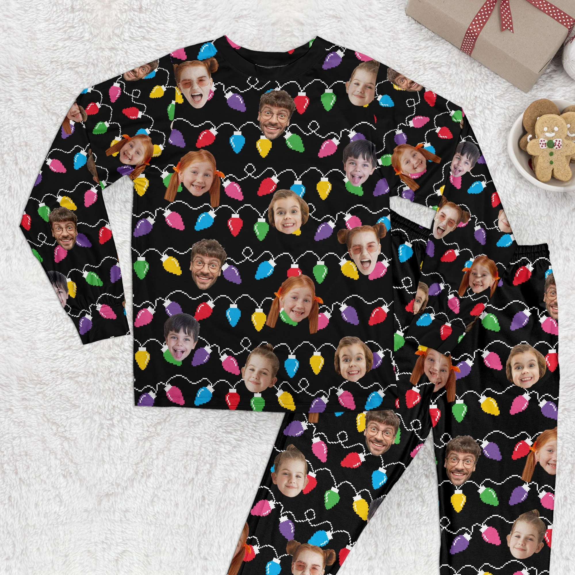 Custom Face Christmas Family Silly Xmas Leds - Personalized Pajama Set - Image 4