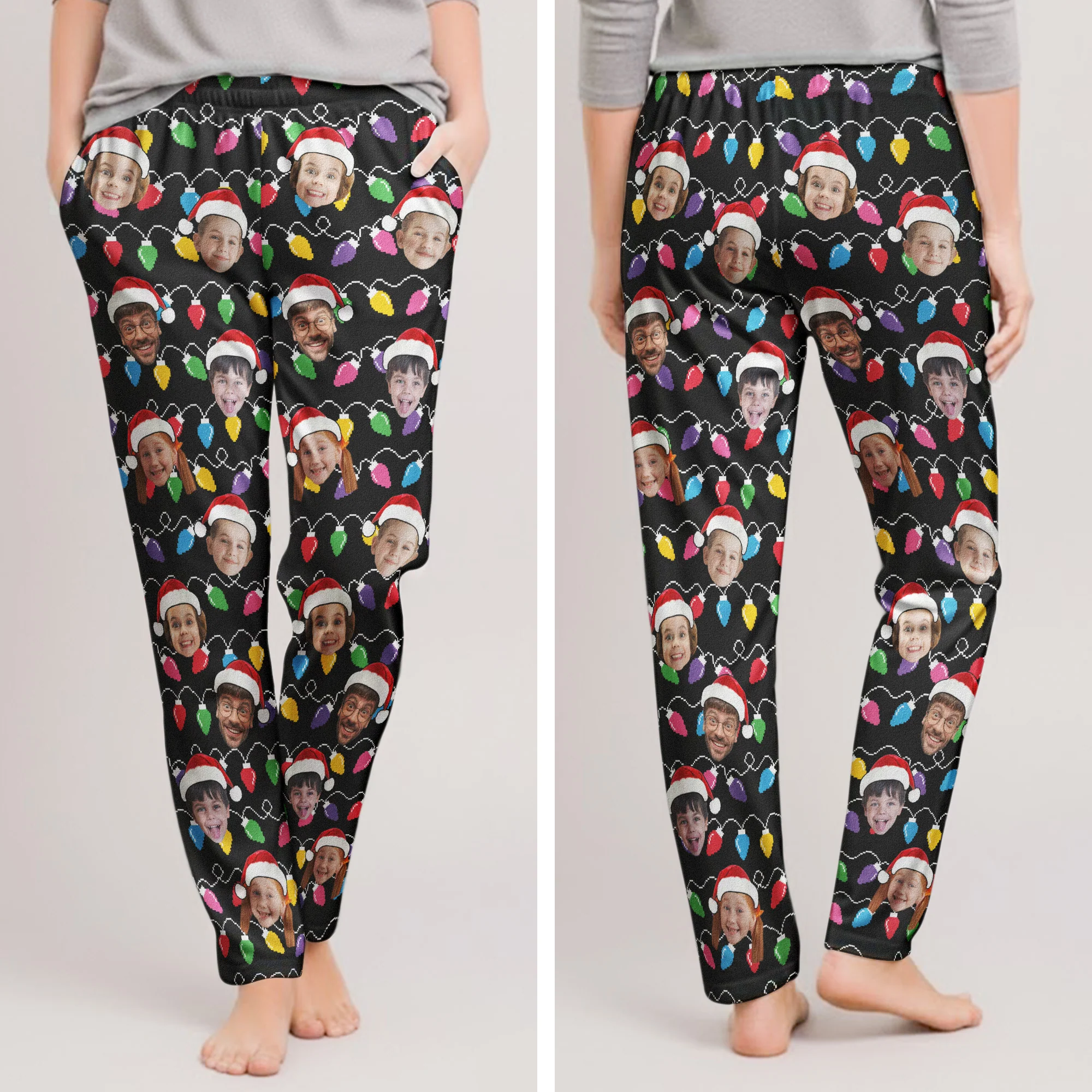 Custom Face Christmas Family Silly Xmas - Personalized Photo Lounge Pants - Image 5