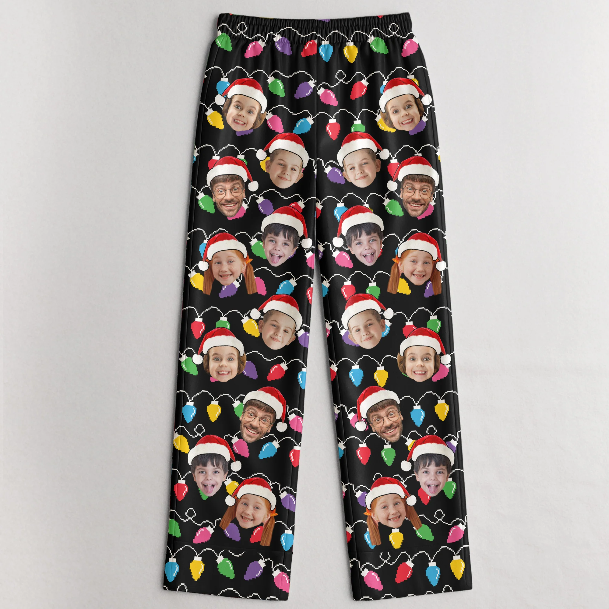 Custom Face Christmas Family Silly Xmas - Personalized Photo Satin Pajama Pants - Image 5