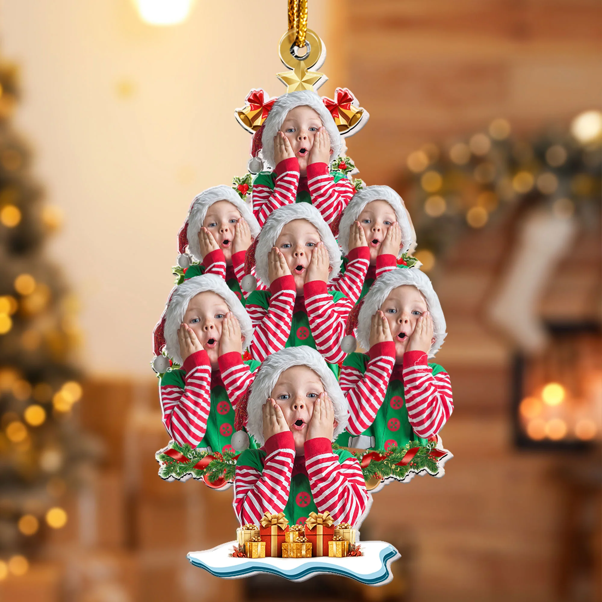 Custom Face - Christmas Tree - Personalized Acrylic Photo Ornament - Image 4