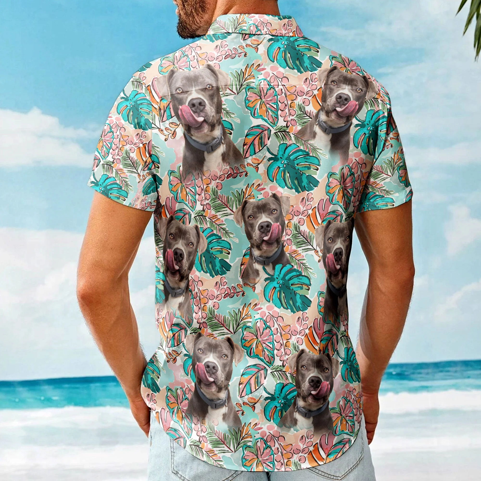 Custom Face Funny Photo Tropical Aloha For Pet Lovers - Custom Photo Hawaiian Shirts - Image 2