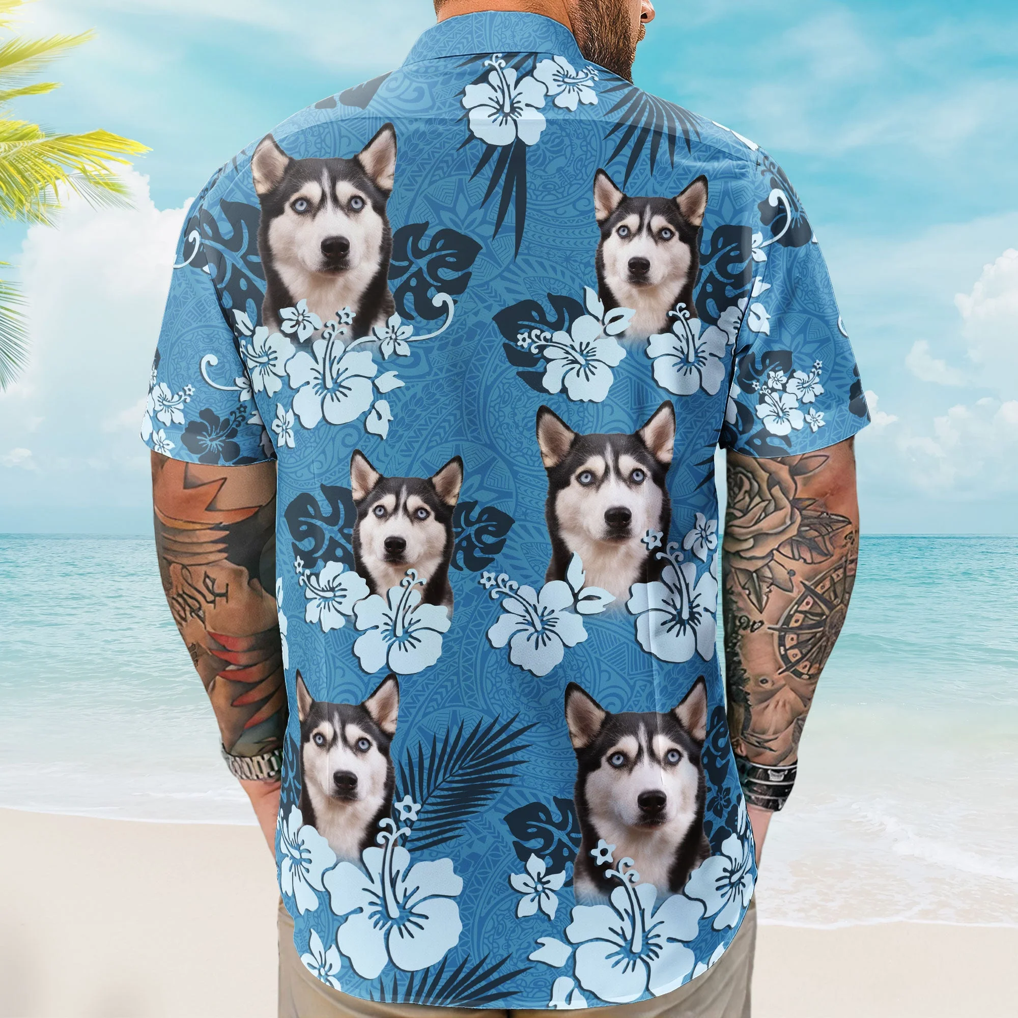 Custom Face Funny Photo Tropical Hibiscus Hawaii Tribal For Men, Women - Custom Photo Hawaiian Shirts - Image 5