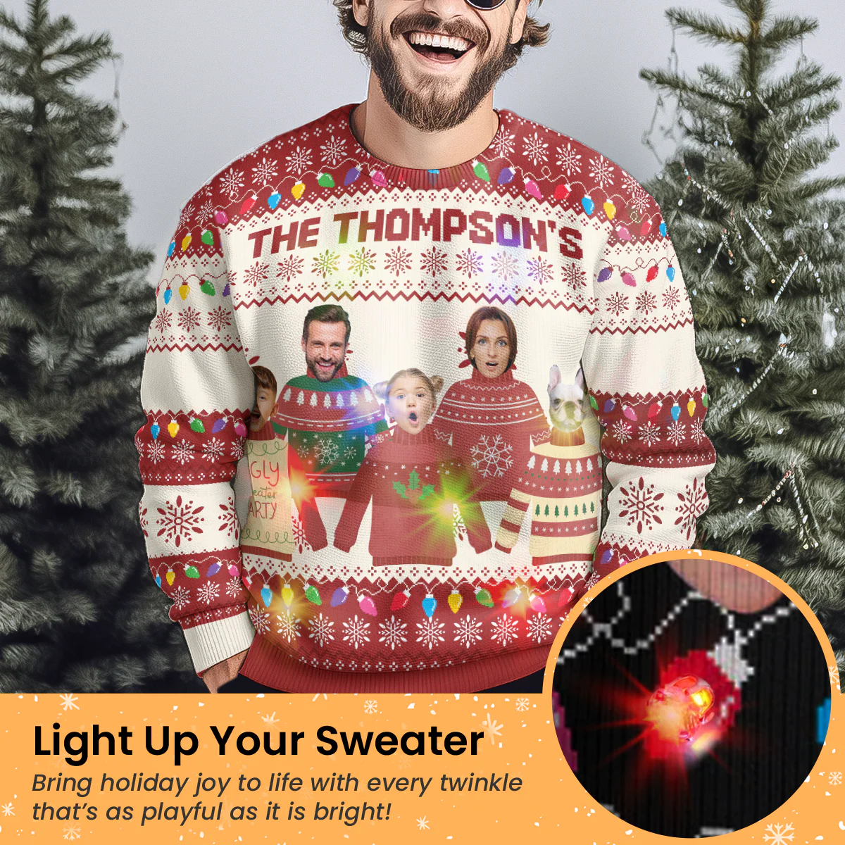 Custom Face Funny Silly Family, Friends, Co-Workers - Personalized Ugly Sweater - Image 2