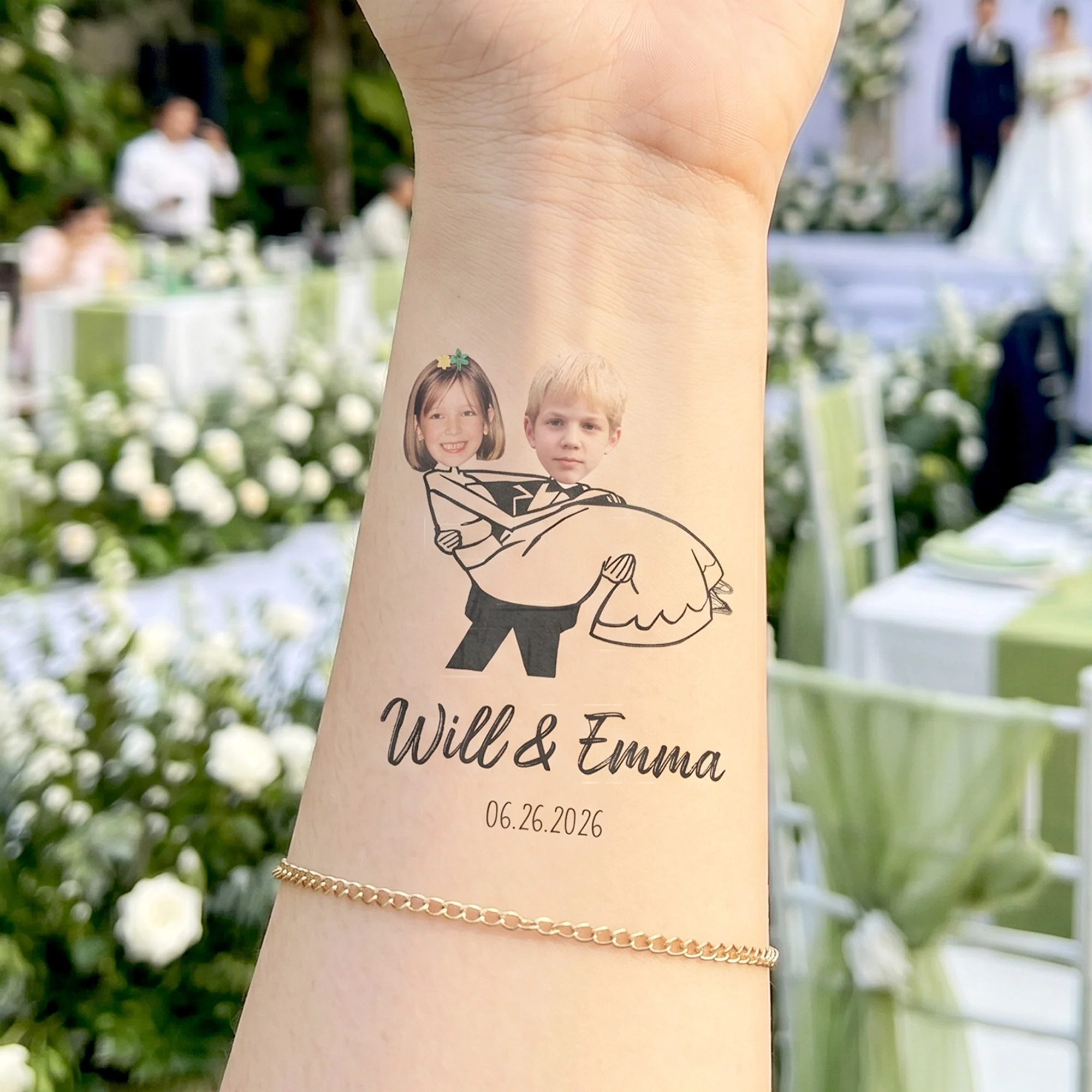 Custom Face Wedding Temporary Tattoos Wedding Party Favors - Personalized Tattoo - Image 2