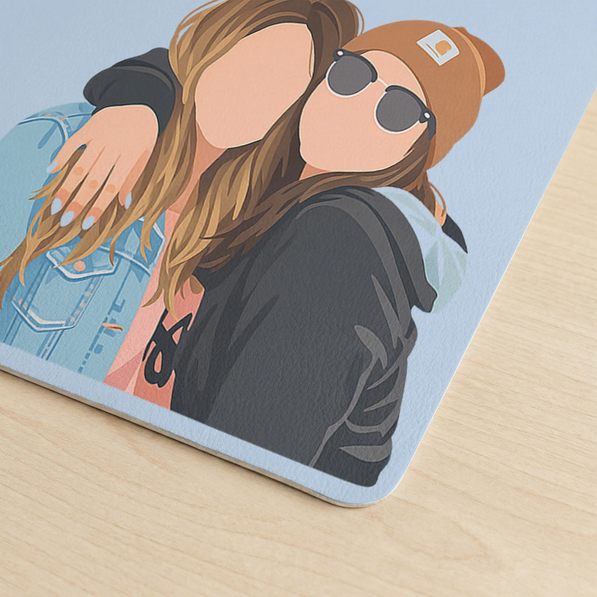 Custom Faceless Art From Bestie Photo - Friendship Gifts For Her - Personalized Desk Mat - Image 8