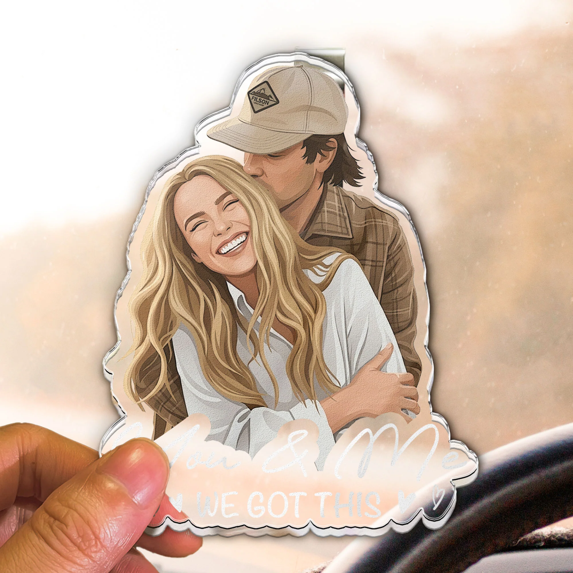 Custom Faceless Portrait Car Ornament, Anniversary Gifts For Him, Her - Personalized Car Visor Clip - Image 5