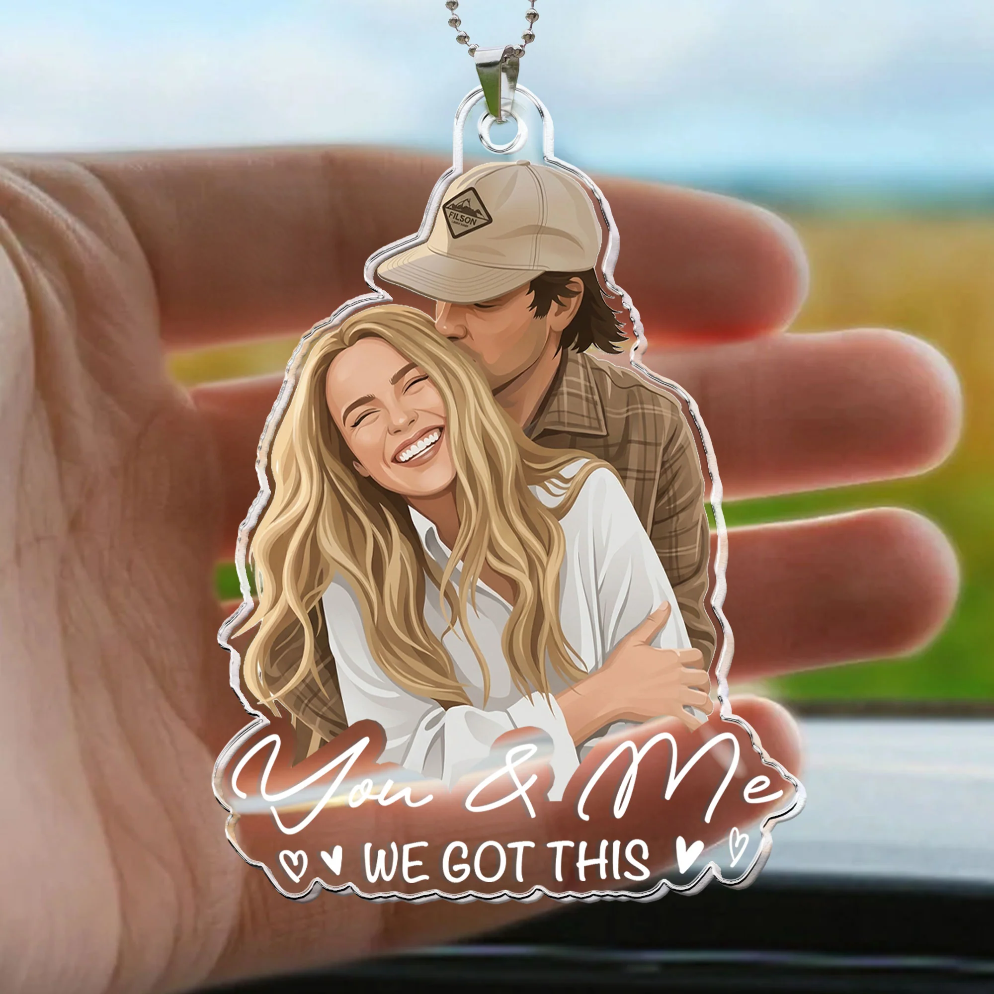Custom Faceless Portrait Car Ornament, Anniversary Gifts For Him, Her - Personalized Rear View Mirror Accessory - Image 4