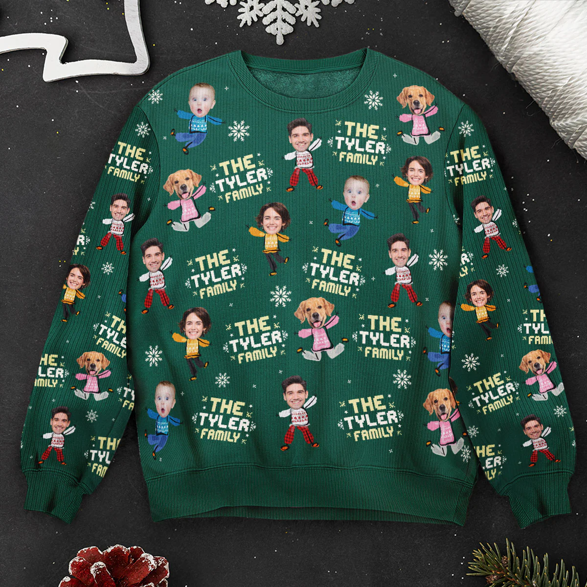 Custom Family Face - Christmas Time - Personalized Photo Ugly Sweater - Image 4