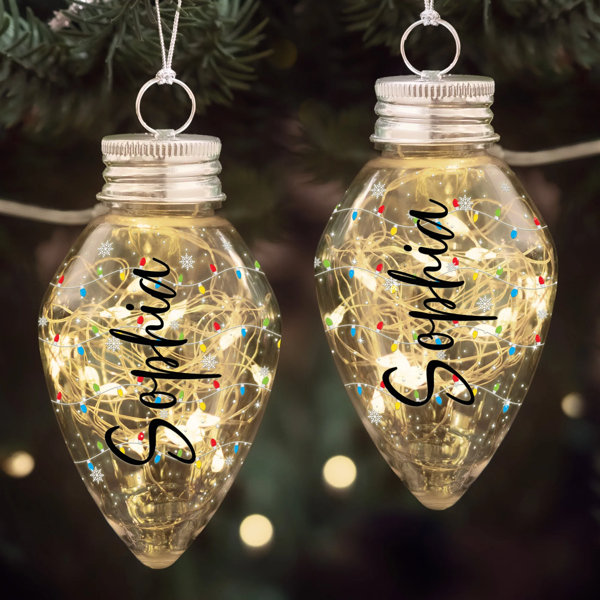 Custom Family Name Christmas Light Up The Tree - Personalized LED Christmas Light - Image 2