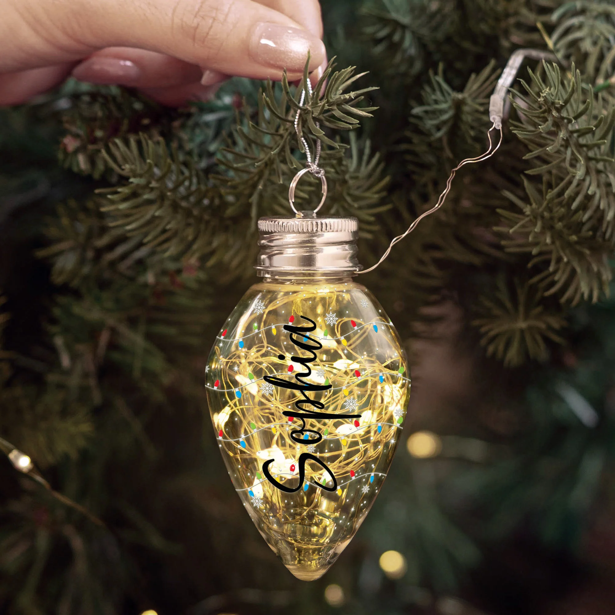 Custom Family Name Christmas Light Up The Tree - Personalized LED Christmas Light - Image 3