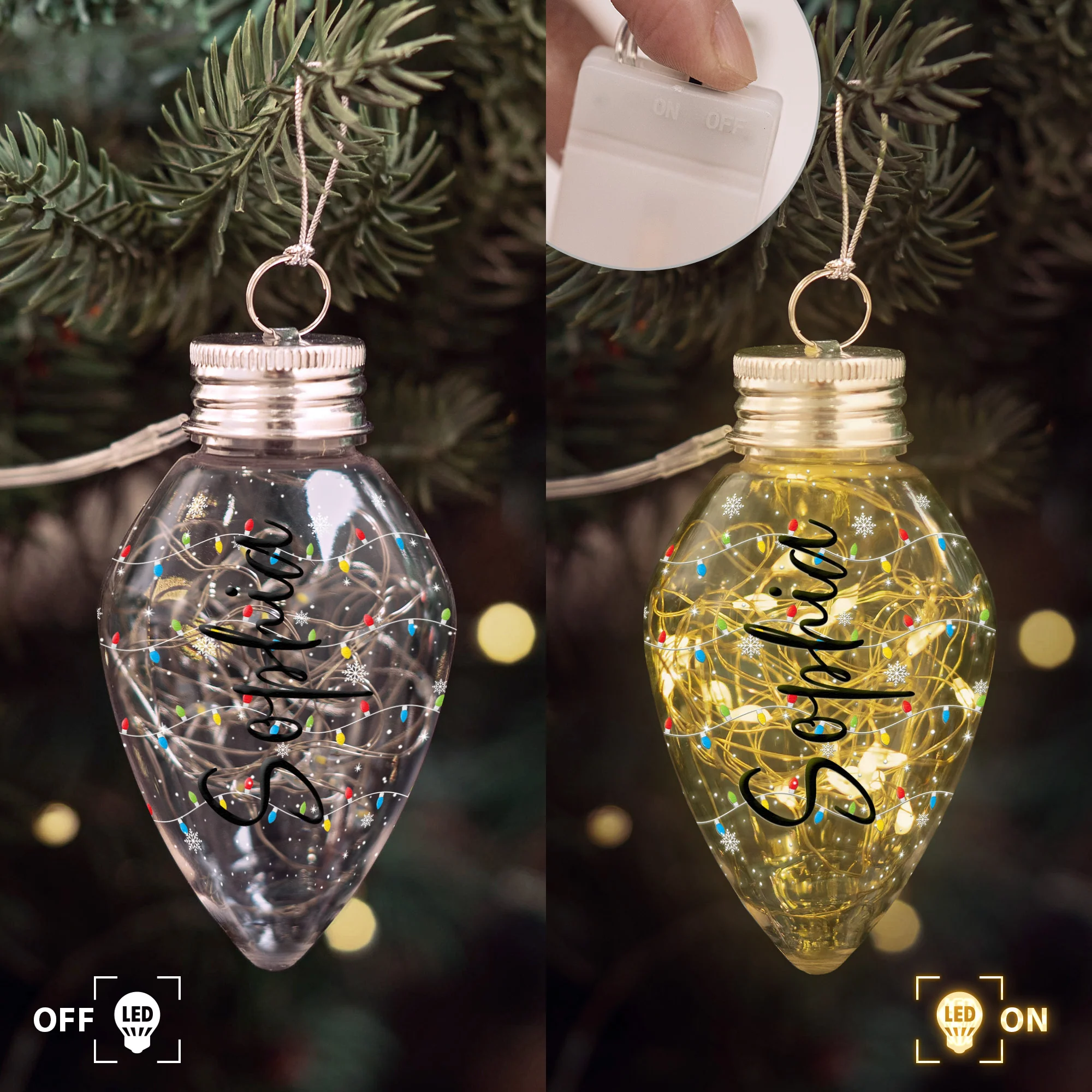 Custom Family Name Christmas Light Up The Tree - Personalized LED Christmas Light - Image 4