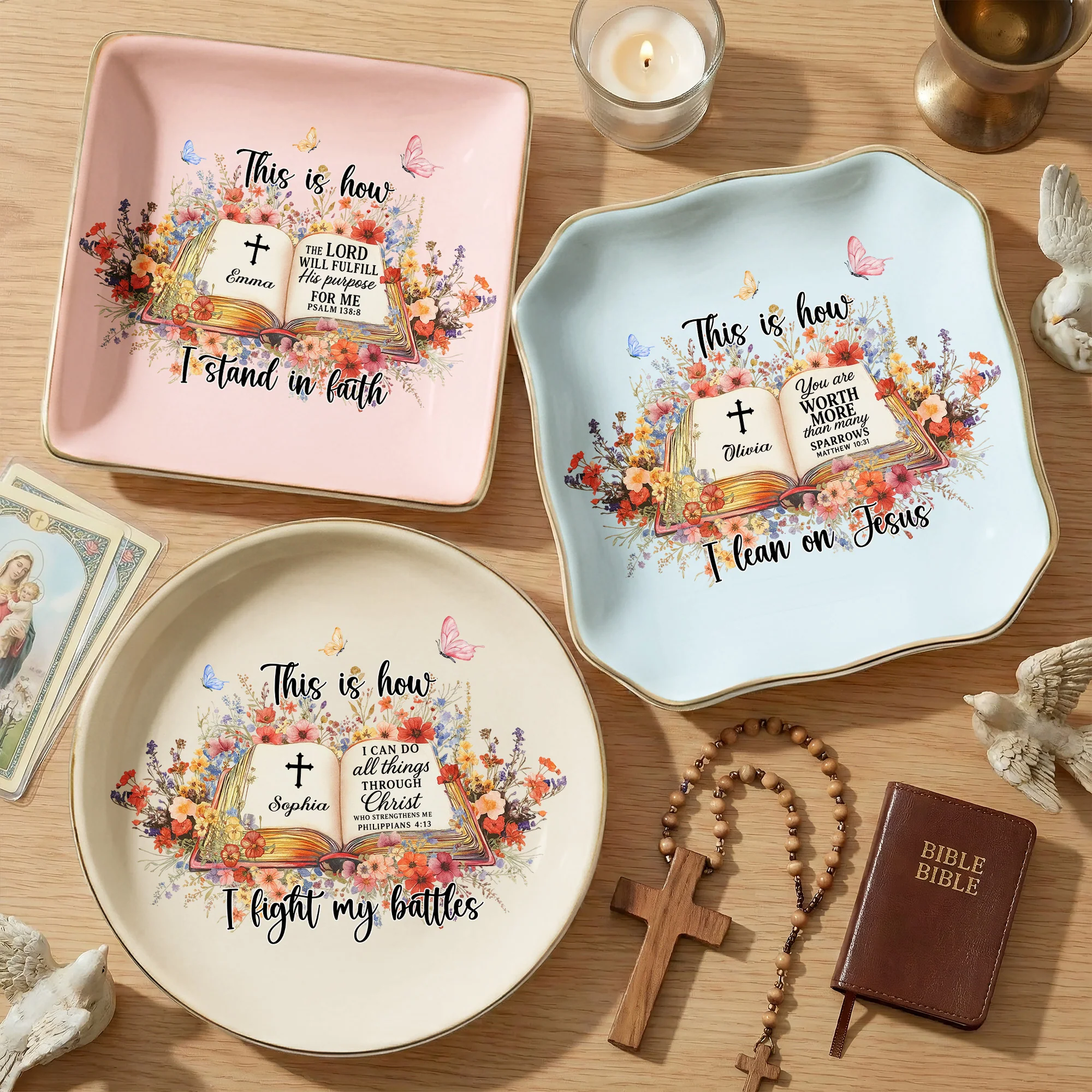 Custom Favorite Bible Verse This Is How I Fight My Battles - Personalized Jewelry Dish