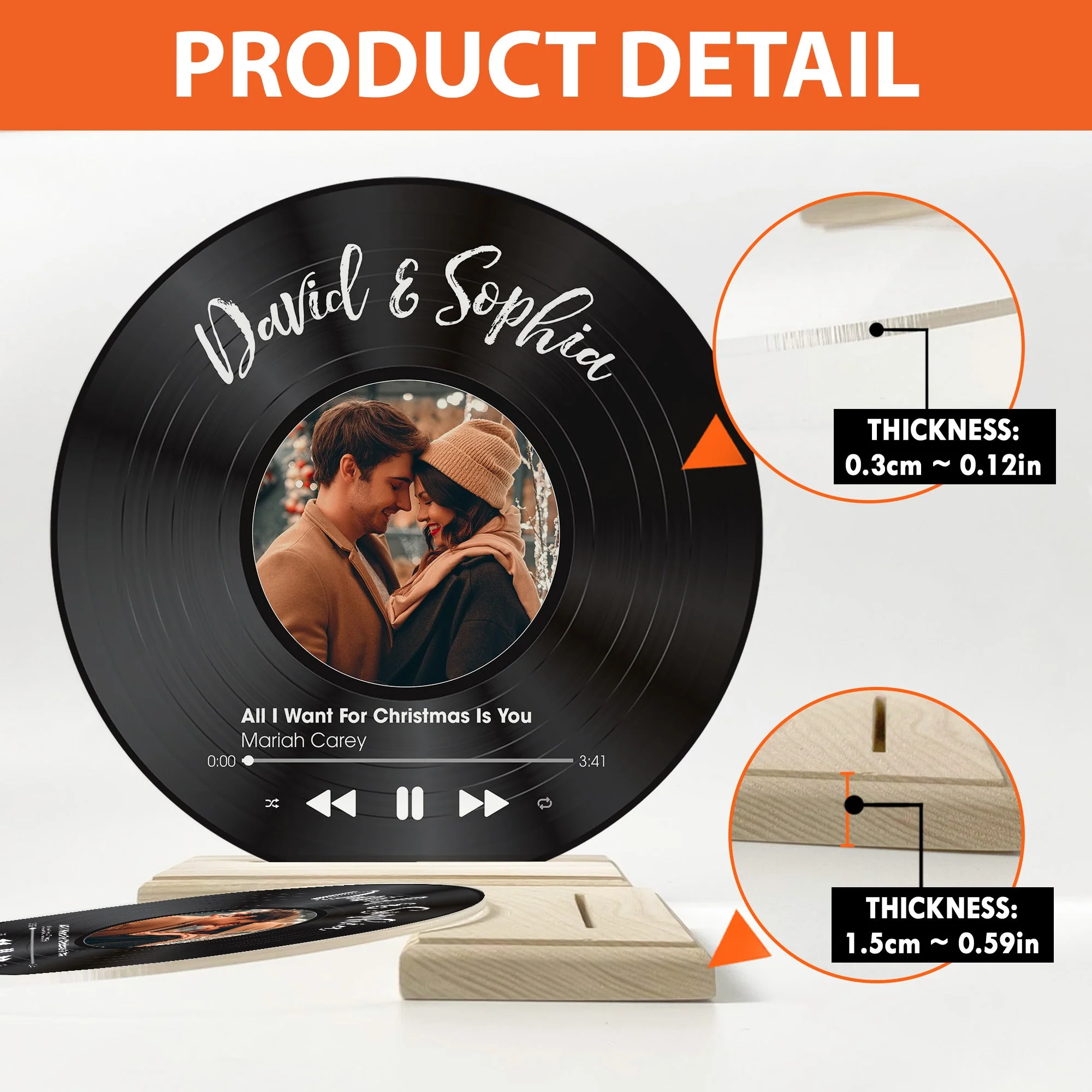 Custom Favorite Song - Personalized Acrylic Record With Wooden Stand - Image 8