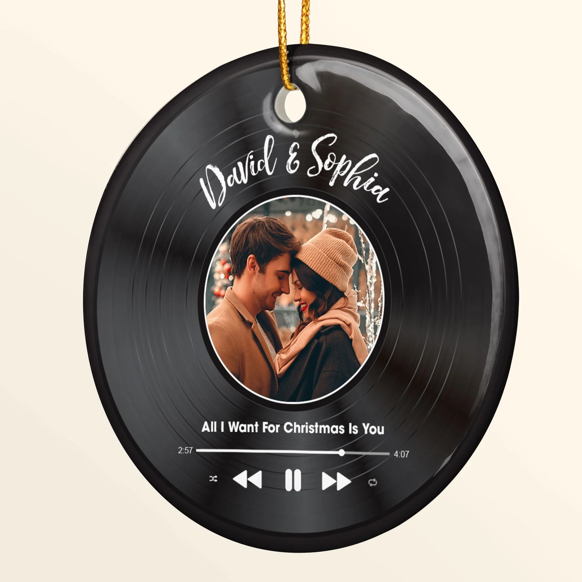 Custom Favorite Song - Personalized Photo Ceramic Ornament - Image 6
