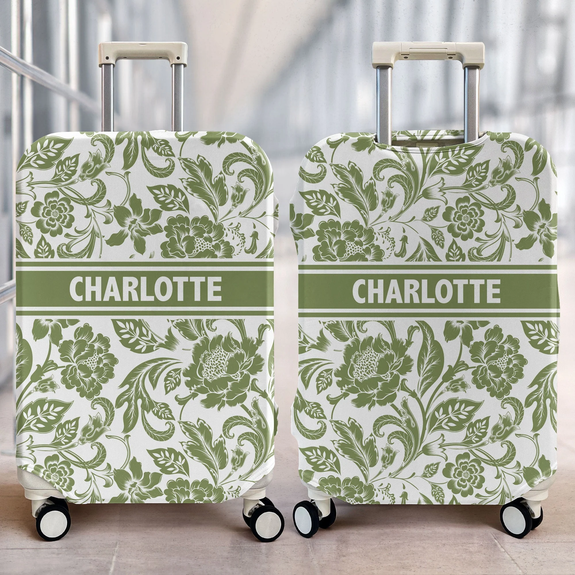 Custom Floral - Personalized Luggage Cover - Image 2