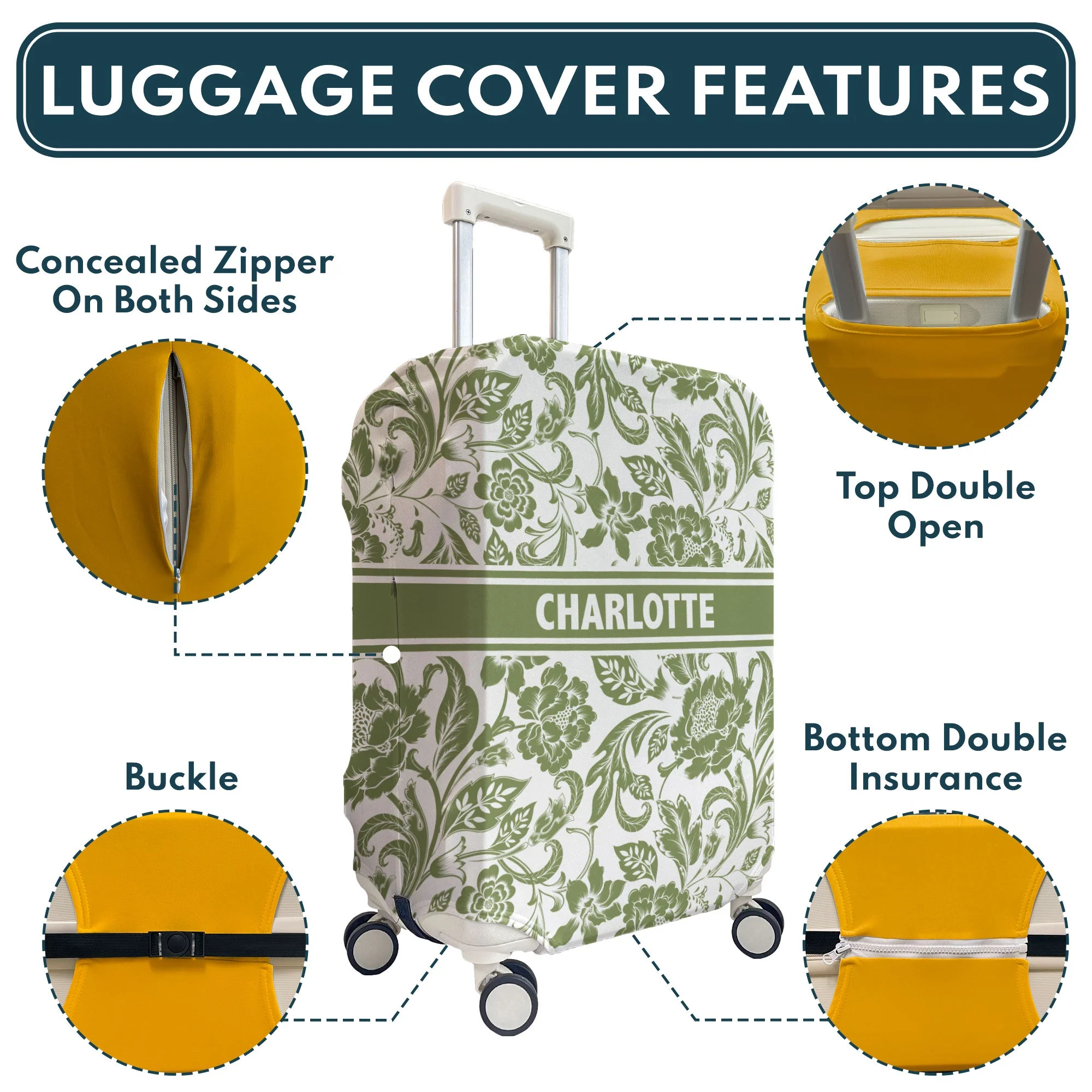 Custom Floral - Personalized Luggage Cover - Image 5