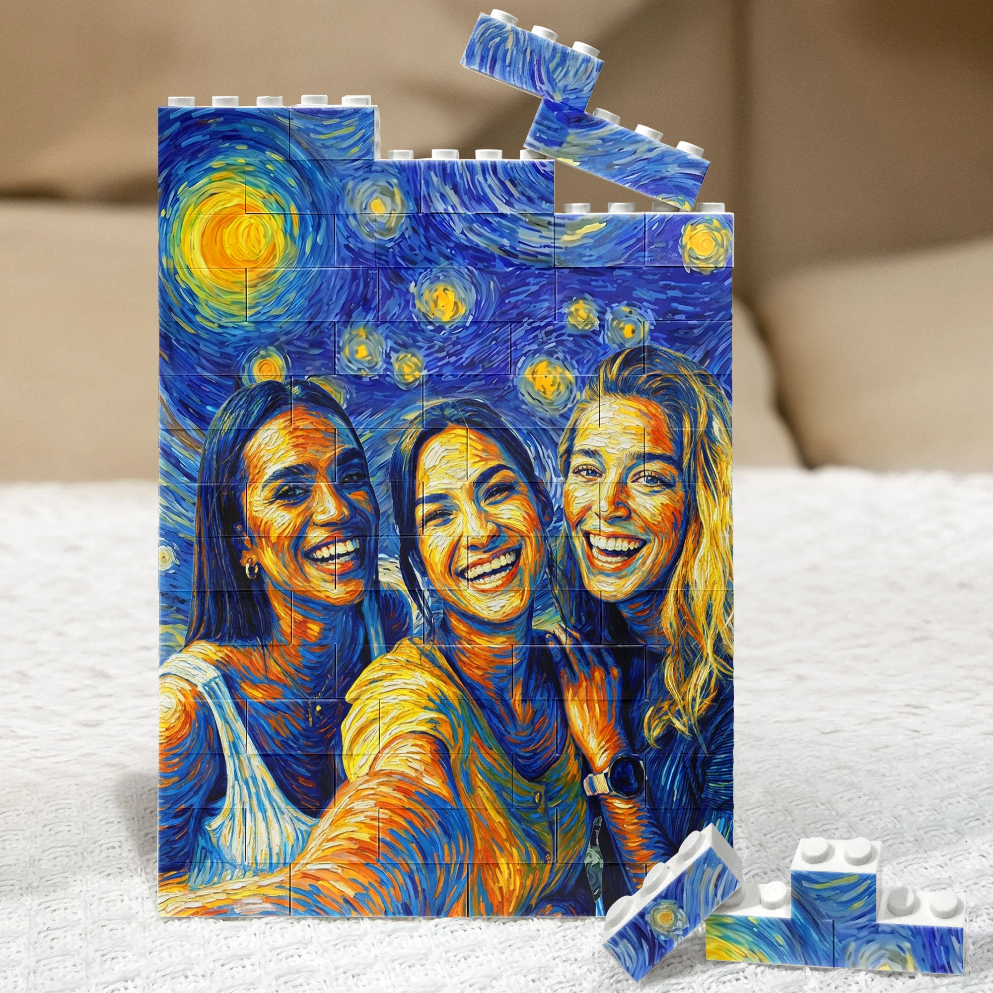 Custom Friend Portrait Van Gogh Art - Personalized Building Blocks - Image 2