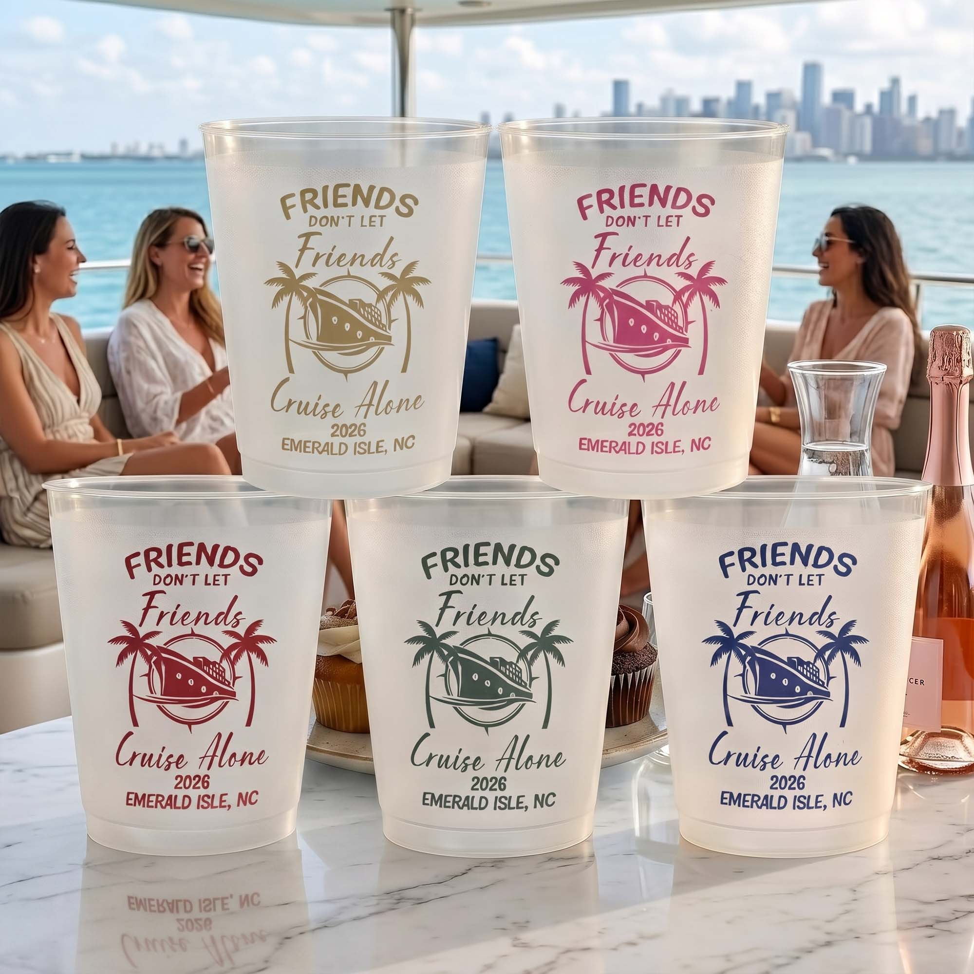 Custom Friends Don't Let Friends Cruise Alone - Crusing Friends Trip, Besties Trip, Cruise Trip - Personalized Cups - Image 2