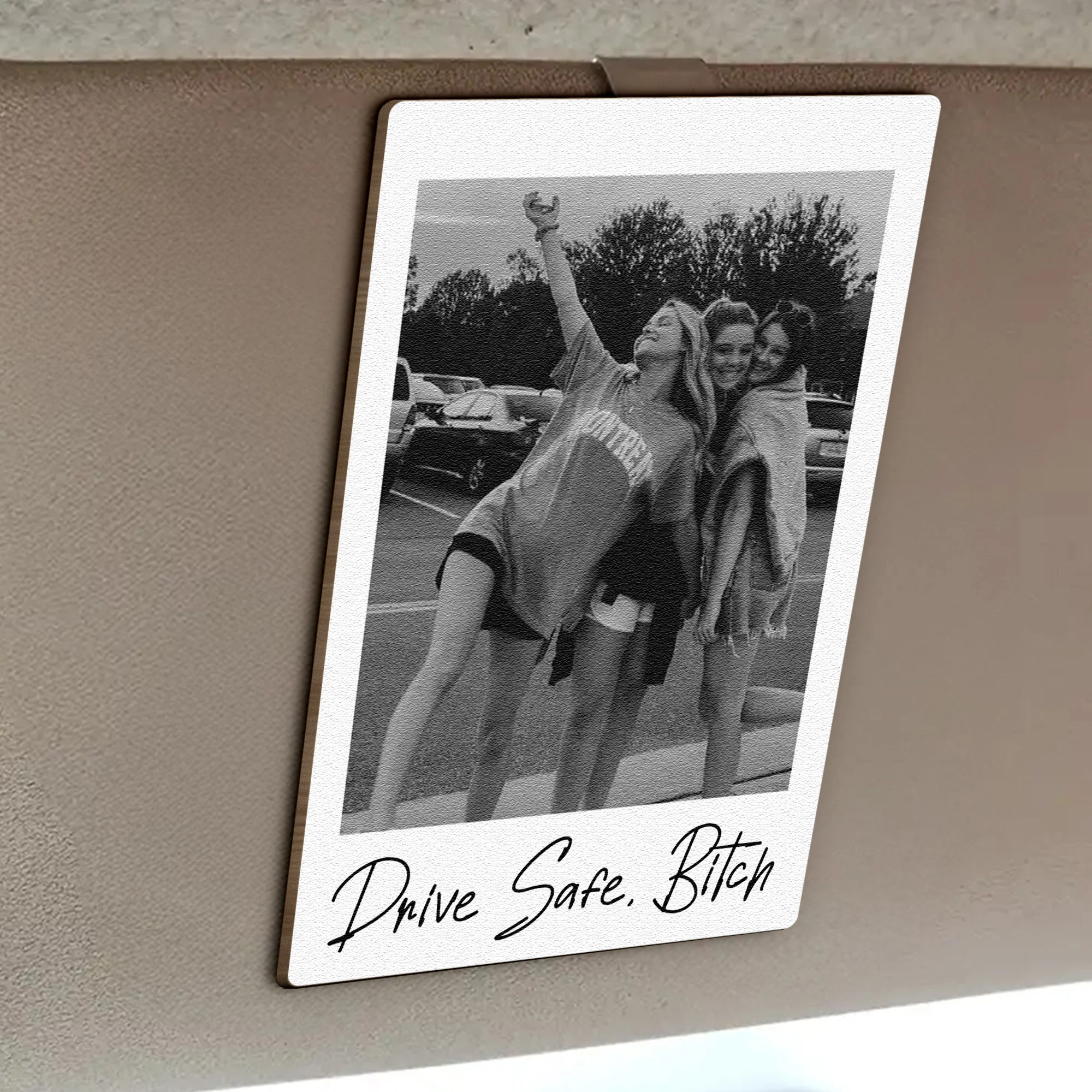 Custom Friendship Polaroid Photo & Message For Besties, Friends - Personalized Wooden Photo Car Visor Clip - Image 4