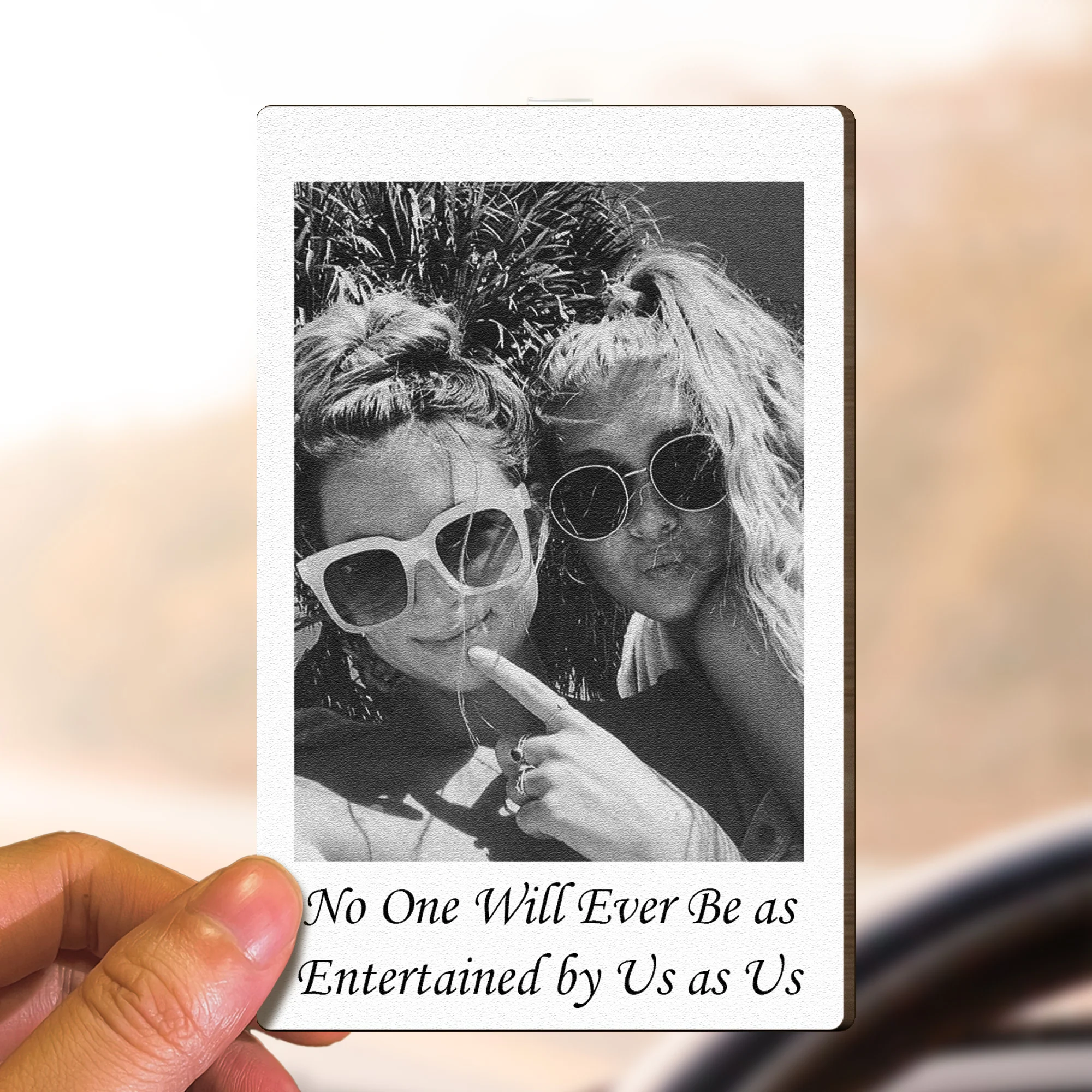 Custom Friendship Polaroid Photo & Message For Besties, Friends - Personalized Wooden Photo Car Visor Clip - Image 5