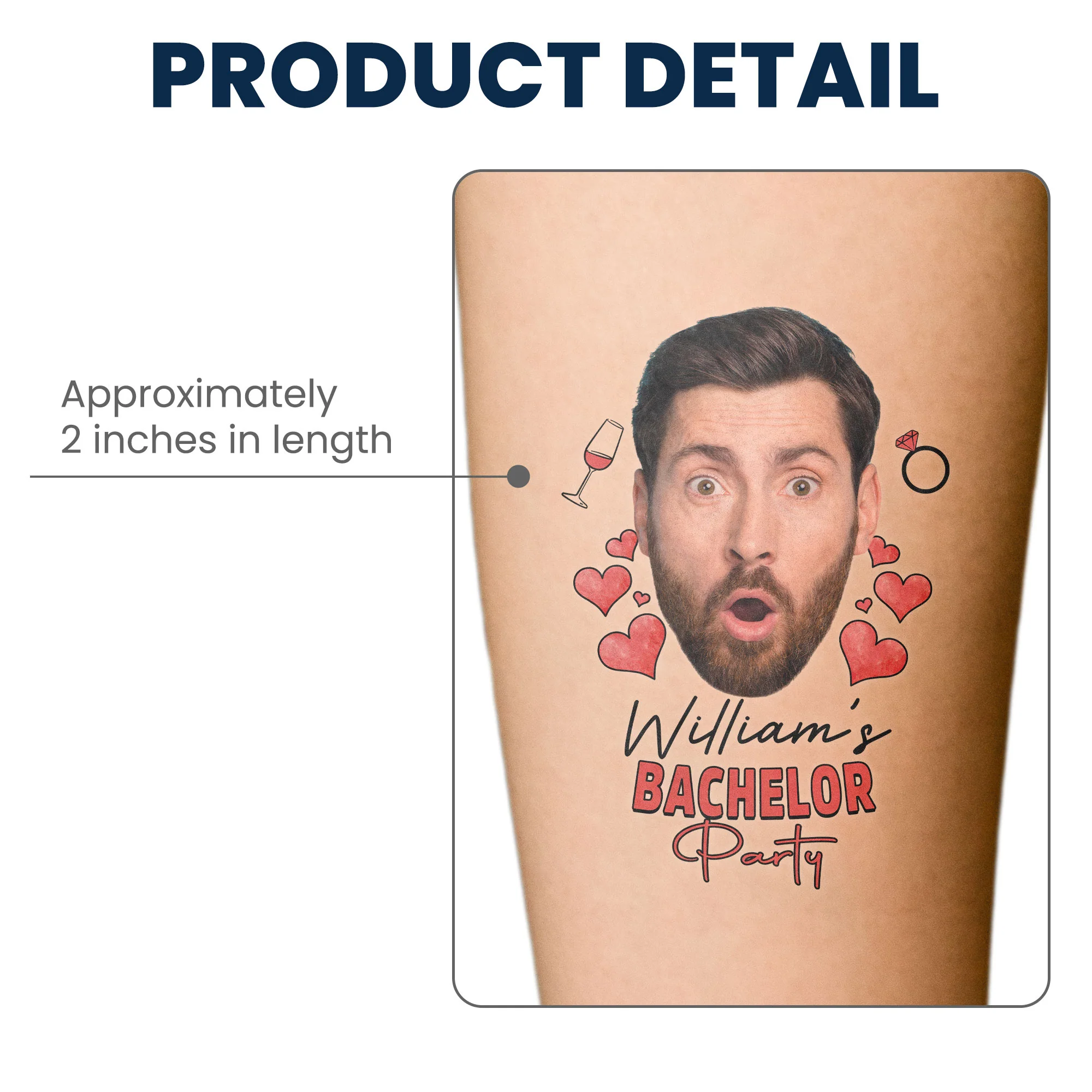 Custom Funny Face Bachelorette Tattoo - Personalized Photo Tattoo - Image 6