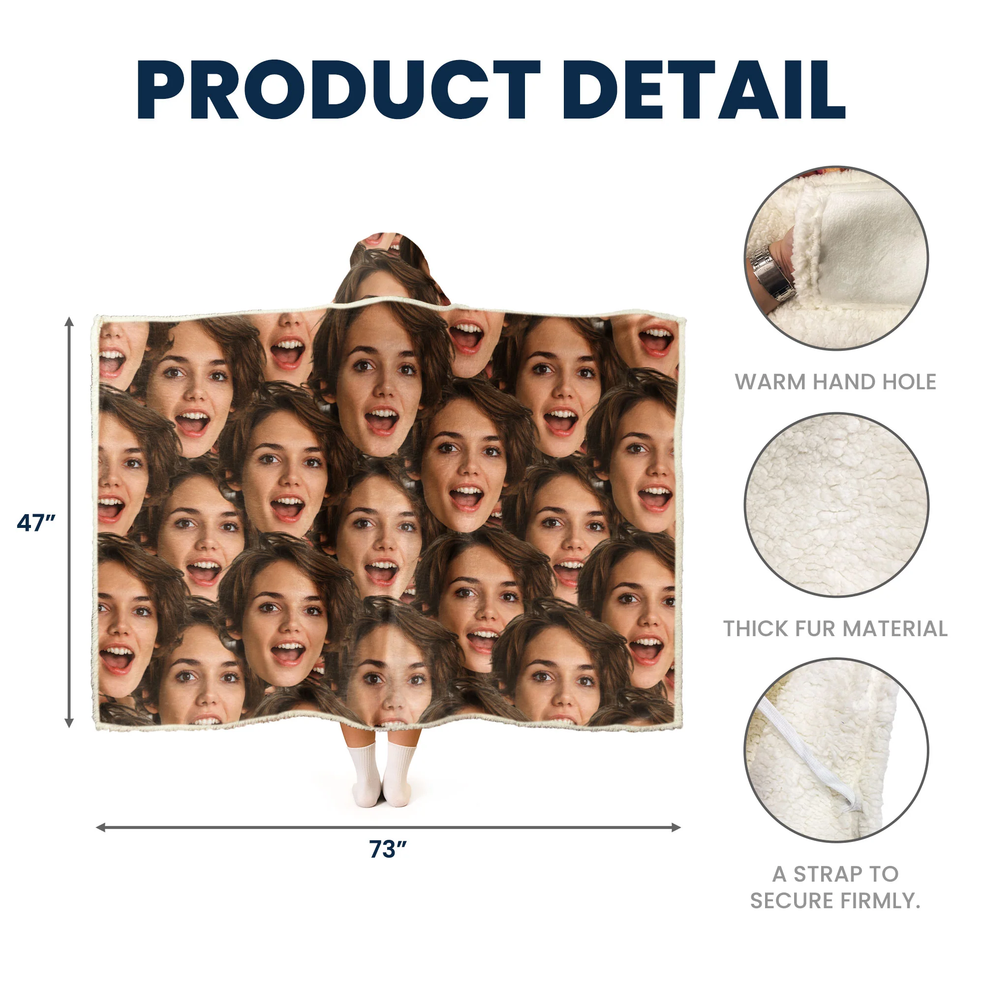 Custom Funny Face - Personalized Photo Wearable Blanket Hoodie - Image 8