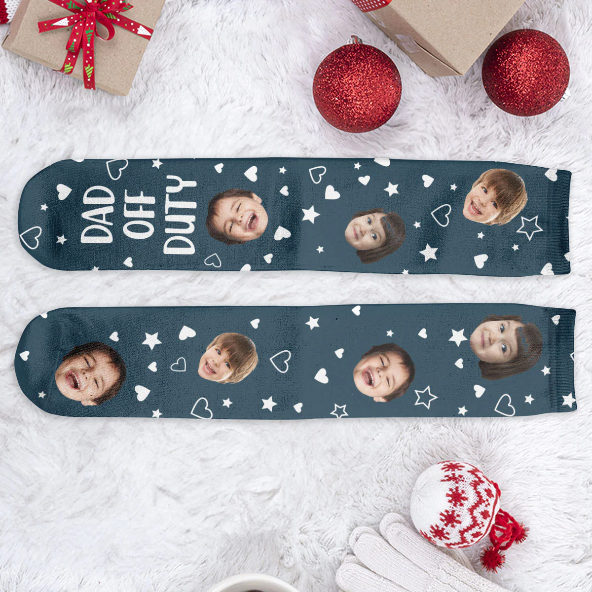 Custom Funny Faces Dad Off Duty Do Not Disturb - Personalized Photo Crew Socks - Image 7