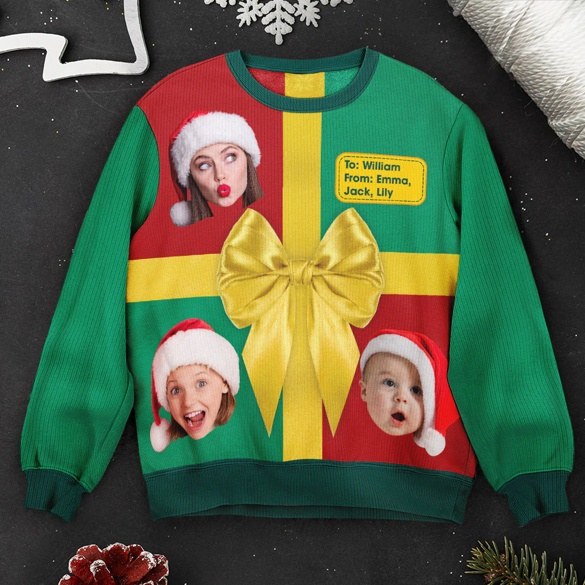 Custom Funny Photo Suprise Christmas Gift Box - Personalized Photo Ugly Sweater - Image 2