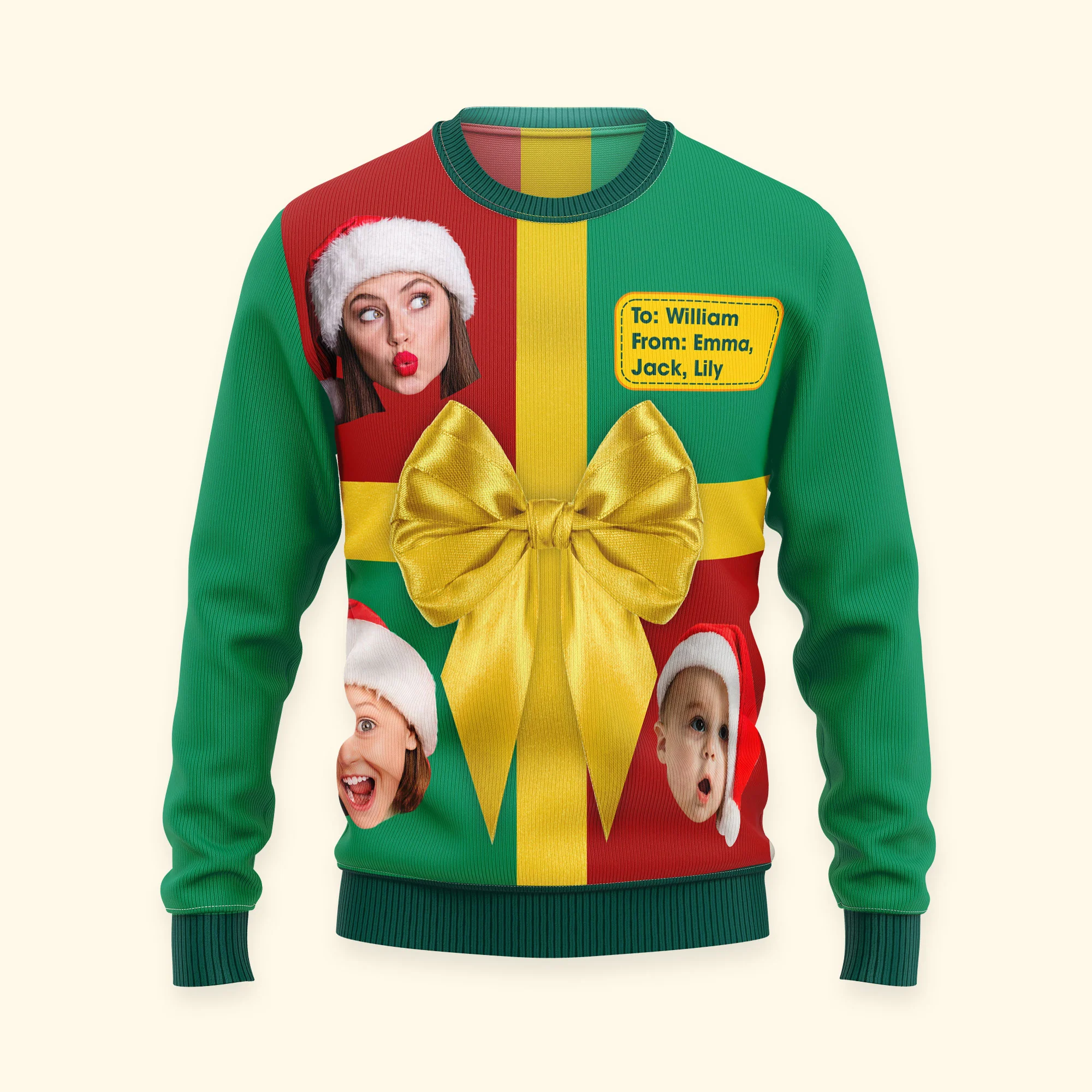 Custom Funny Photo Suprise Christmas Gift Box - Personalized Photo Ugly Sweater - Image 5