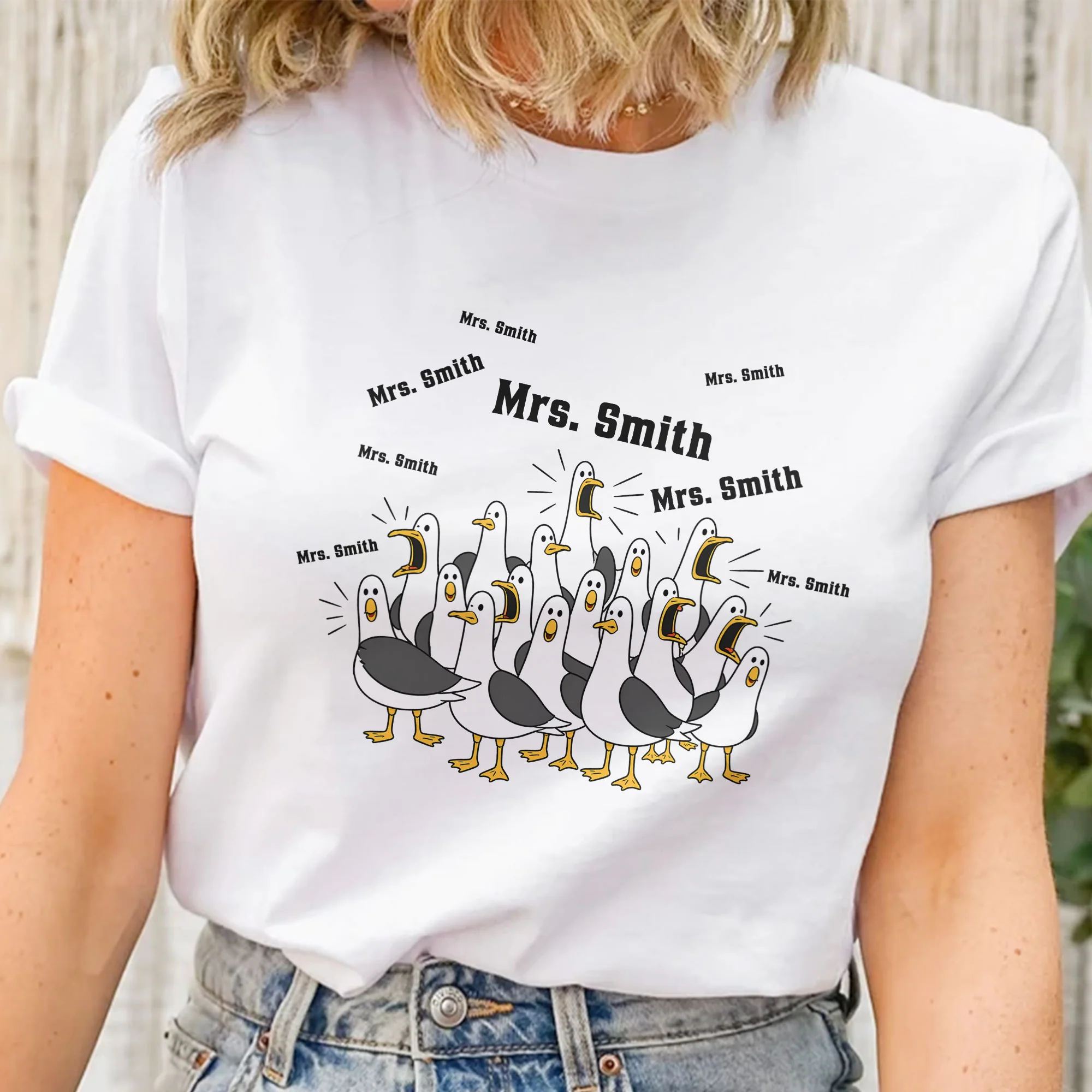 Custom Funny Seagulls Teacher - Personalized Shirt - Image 2