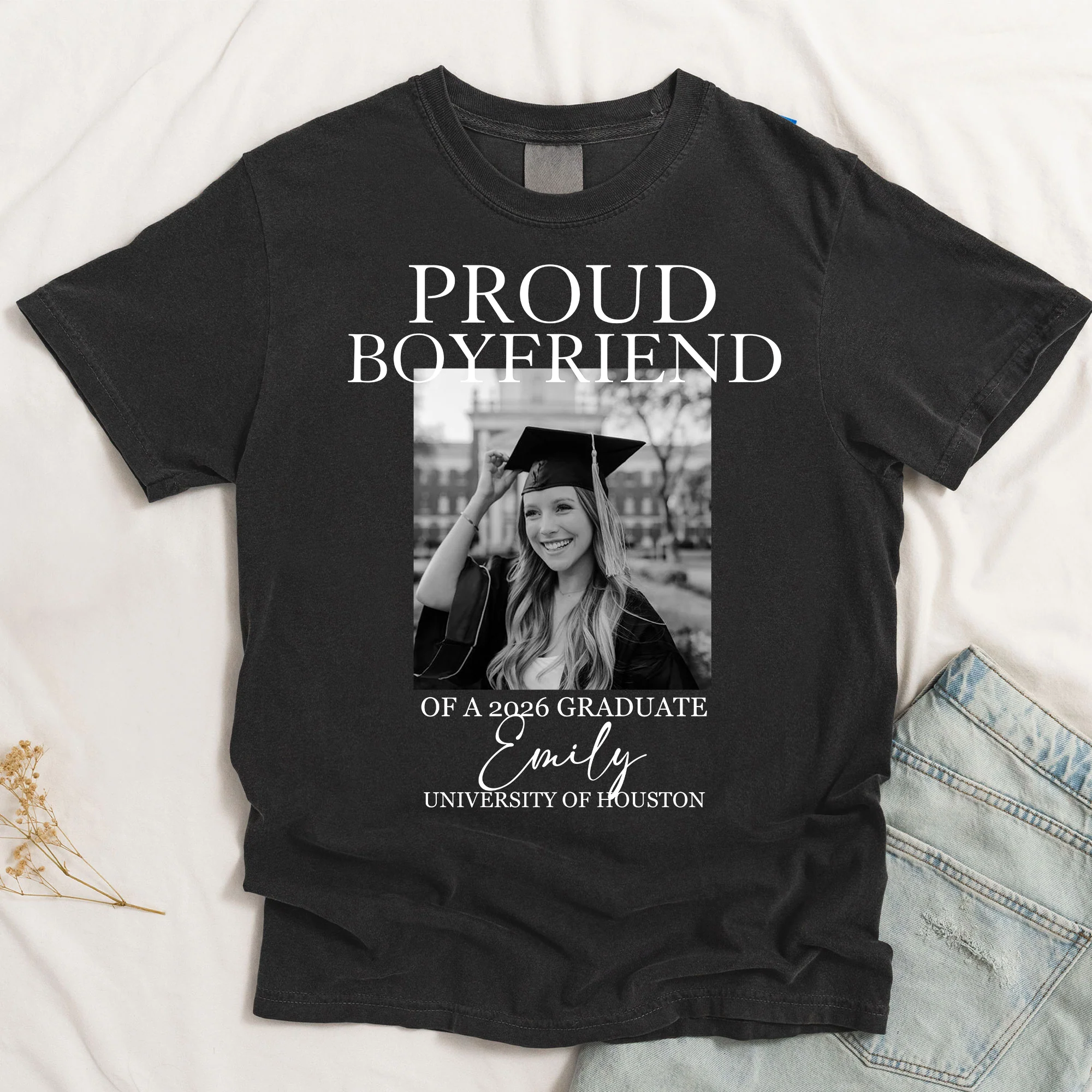 Custom Graduation Shirt Proud Family Of Graduate 2026 Senior Picture Grad Tee - Personalized Photo Comfort Tee - Image 4
