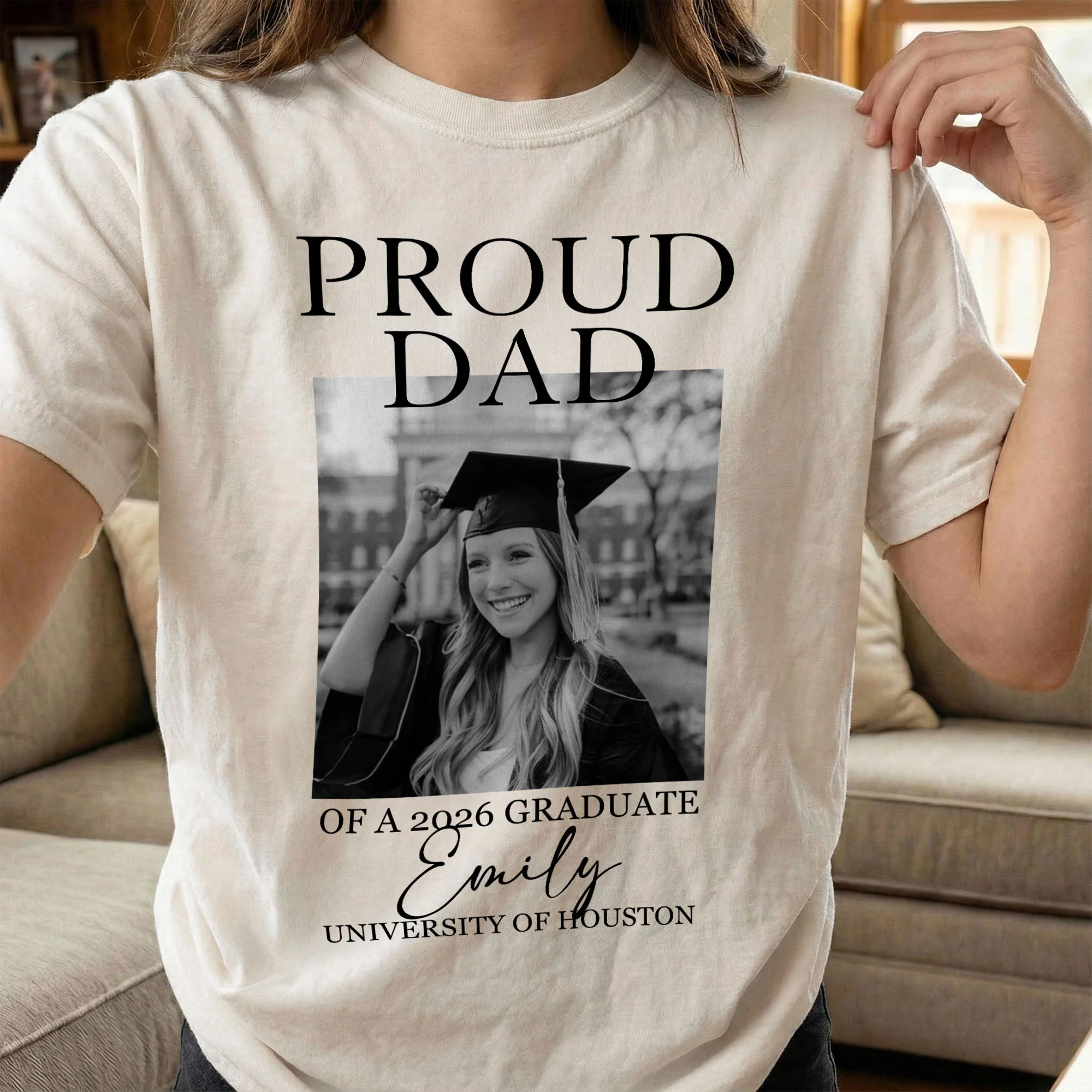 Custom Graduation Shirt Proud Family Of Graduate 2026 Senior Picture Grad Tee - Personalized Photo Comfort Tee - Image 5