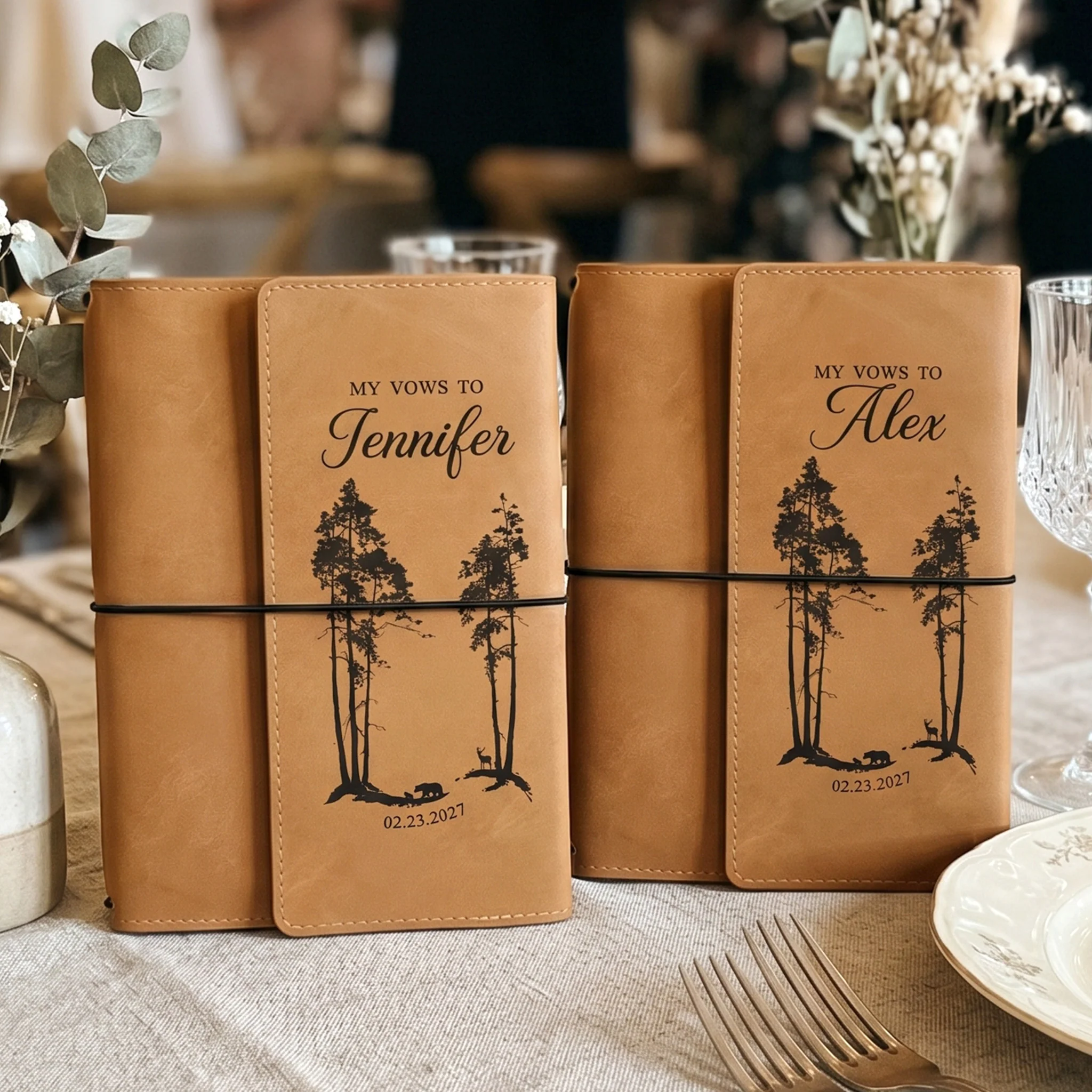 Custom His And Her Vow Wedding Speech Keepsake - Elegant & Luxury Bride & Groom Gifts - Personalized Notebook Cover