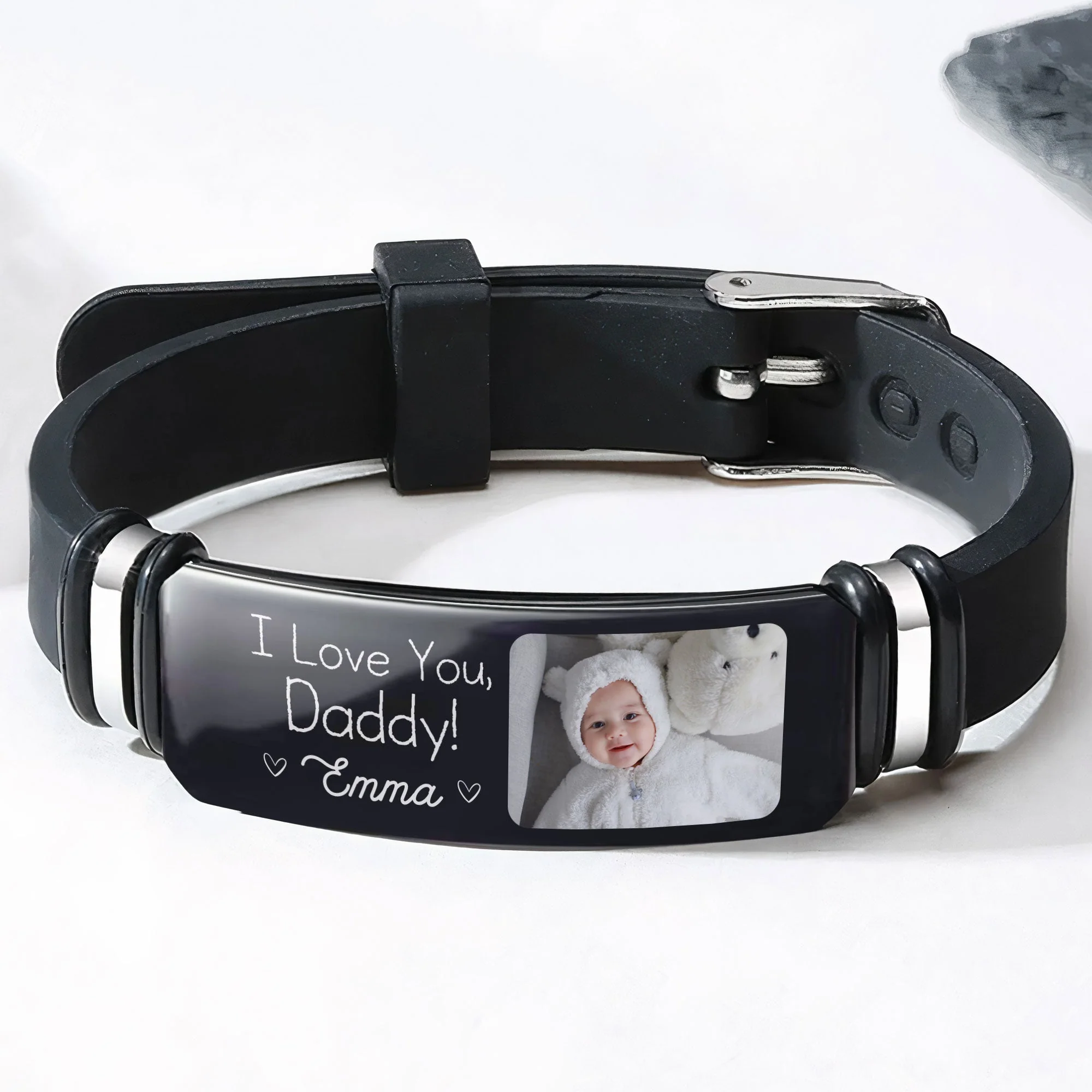 Custom I Love You Daddy Father's Day Gift - Personalized Photo Bracelet - Image 2