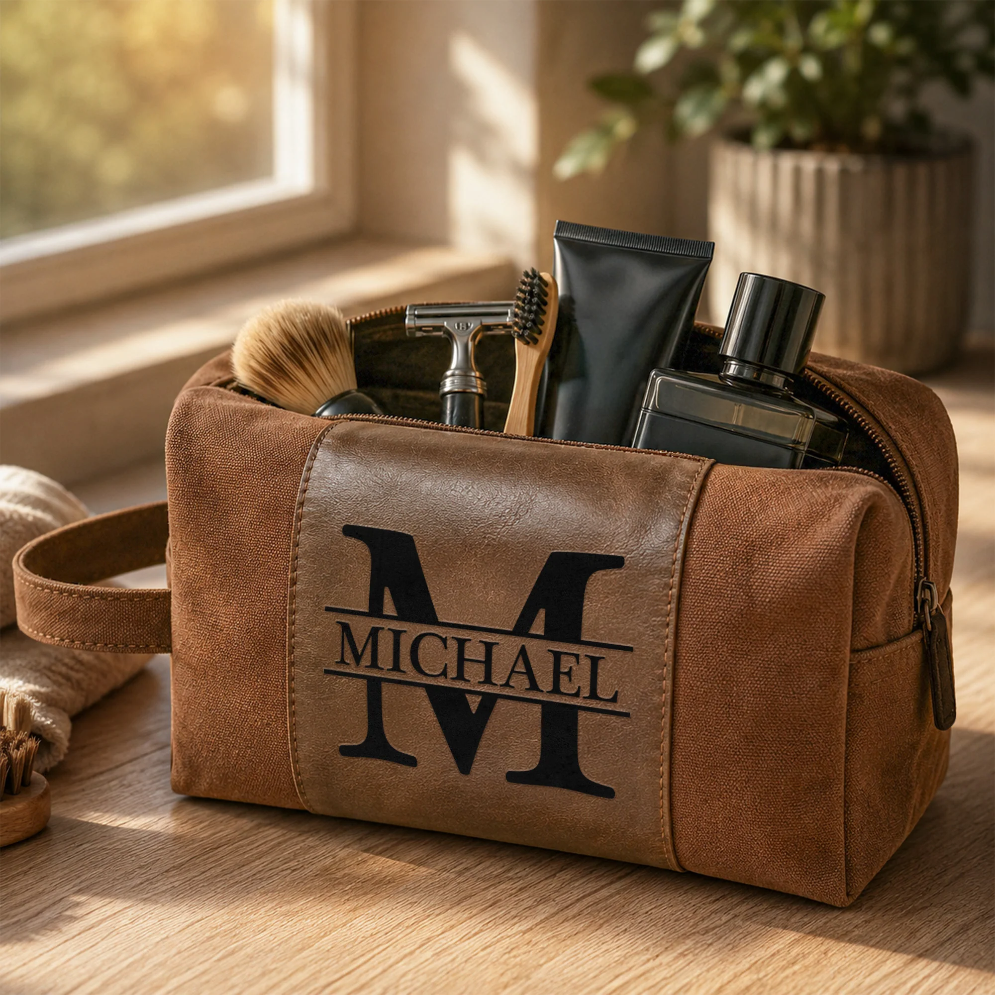 Custom Initial Names For Him, Son, Husband, Boyfriend, Boss, Broomsmen - Personalized Toiletry Bag - Image 4